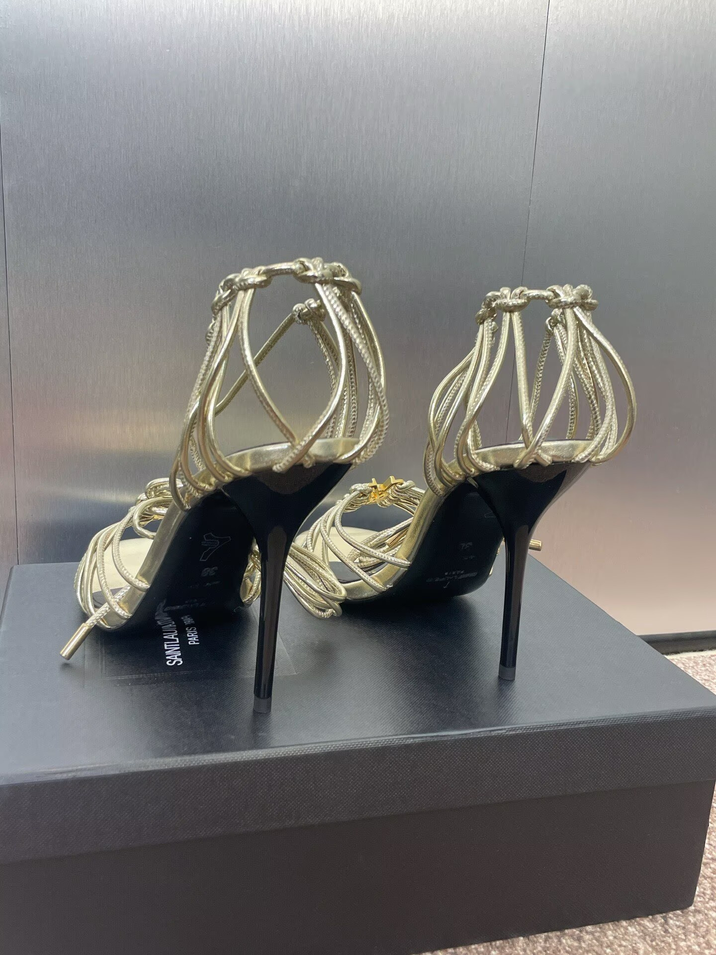 UA Y51 Babylone Gold Sandals 9cm Heel