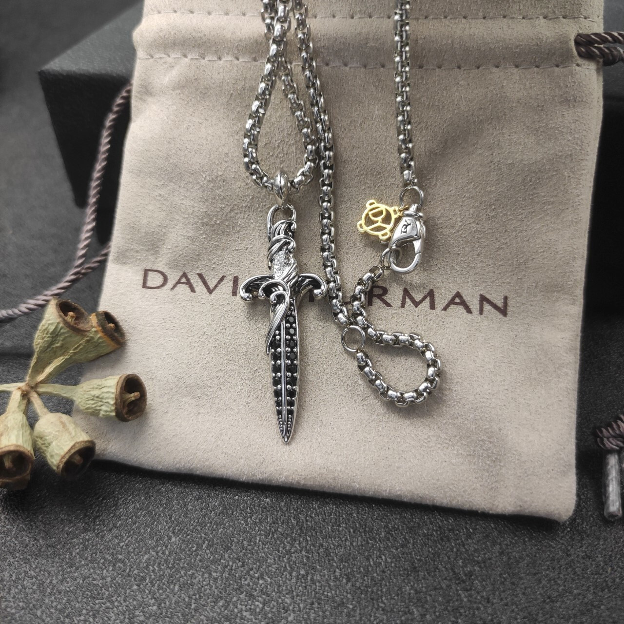 David Yurman sword Necklace(Chain length 50+5cm delay chain Chain thickness 3mm)