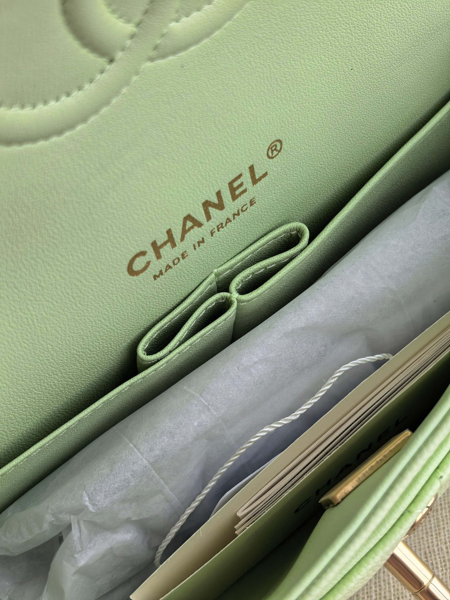 Ch**el Classic Flap handbag Mint Green Bag with Light Gold Hardware A01113 23x14.5x6cm
