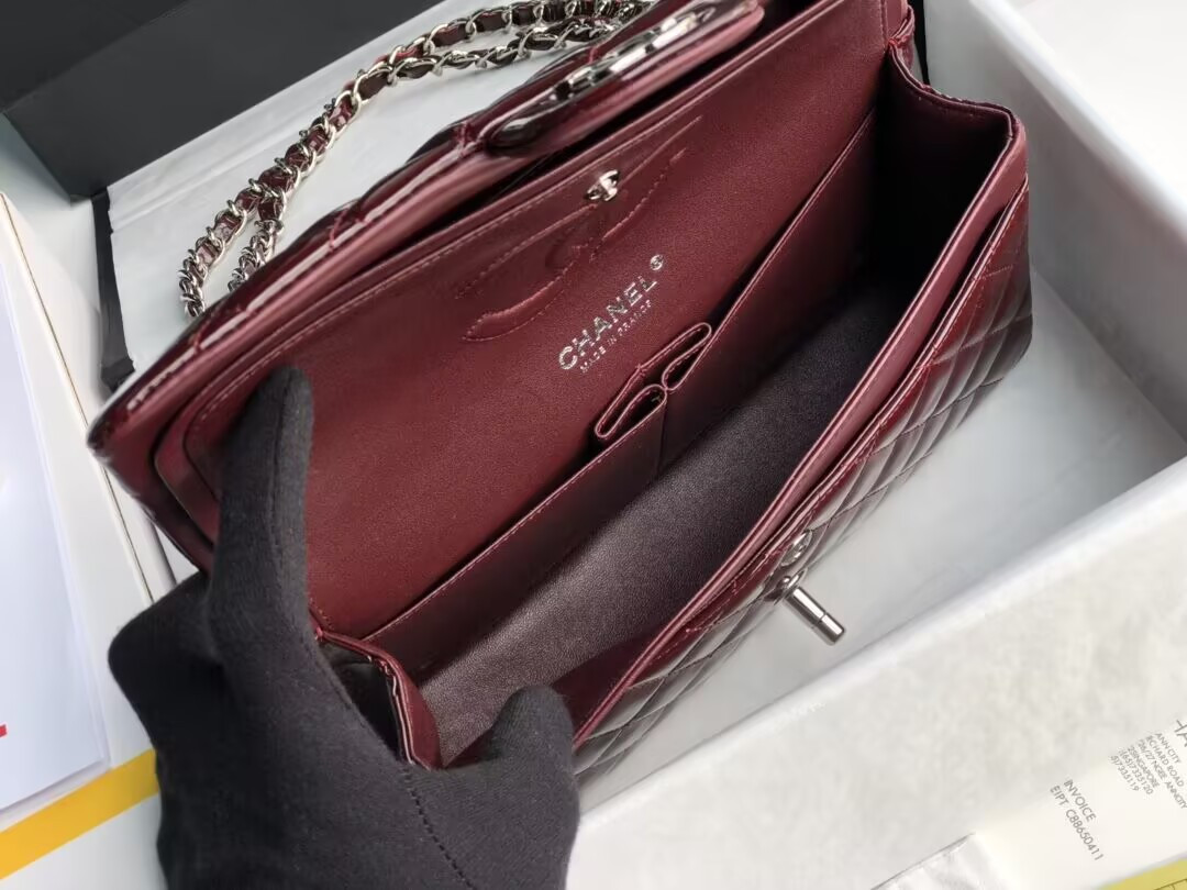 Ch**el  Classic Flap Bag Burgundy 25cm