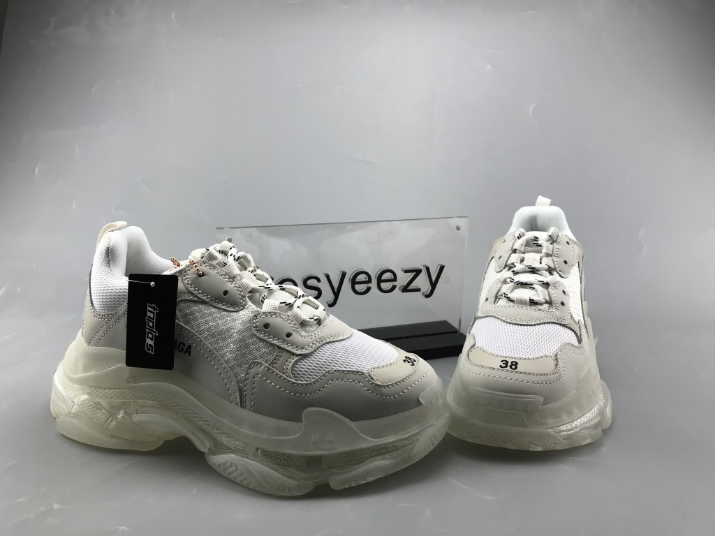 UA TRIPLE S CLEAR SOLE TRAINERS WHITE