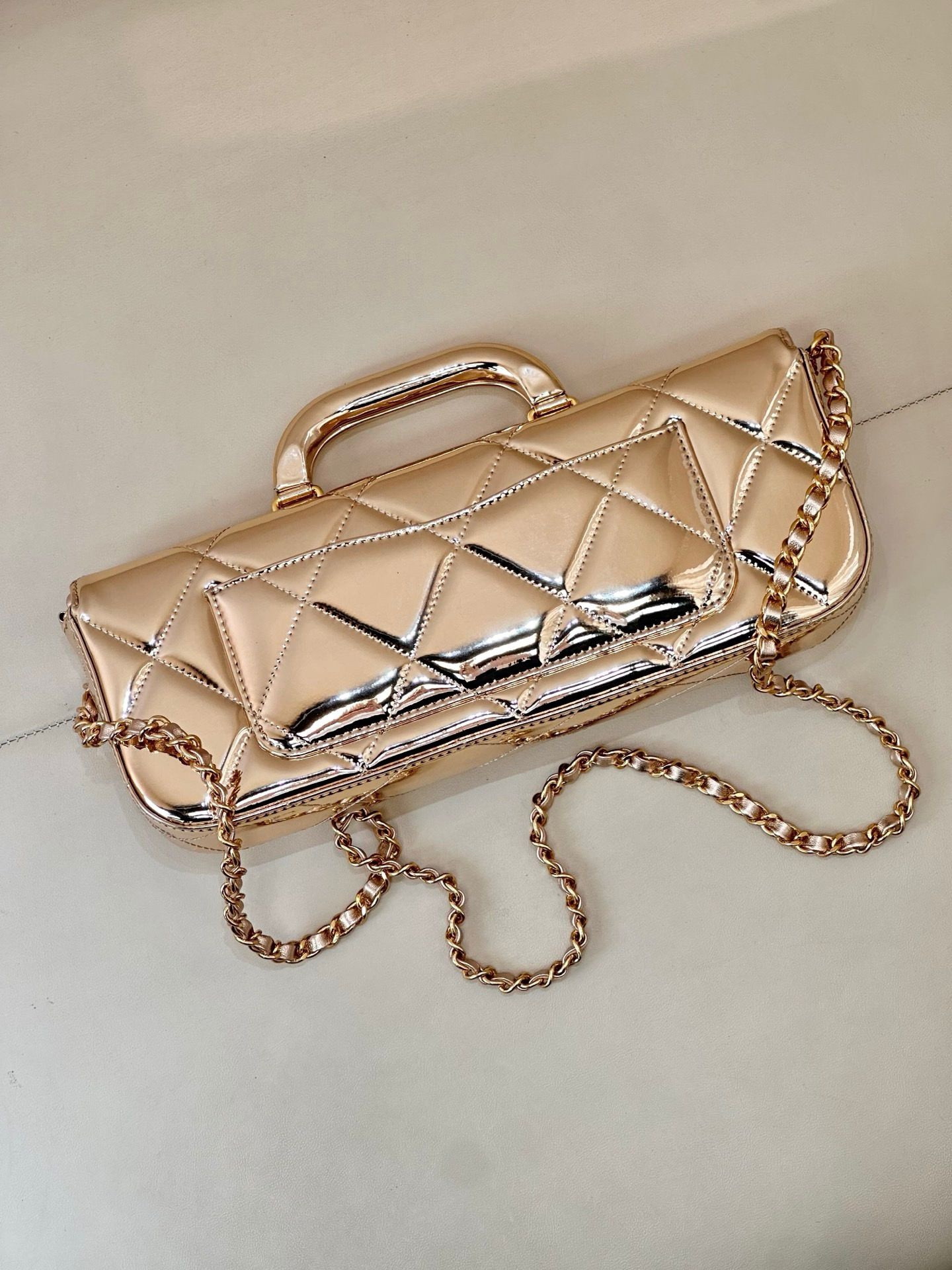 Ch**el Large Flap Bag with Top Handle 12.5x30x5cm