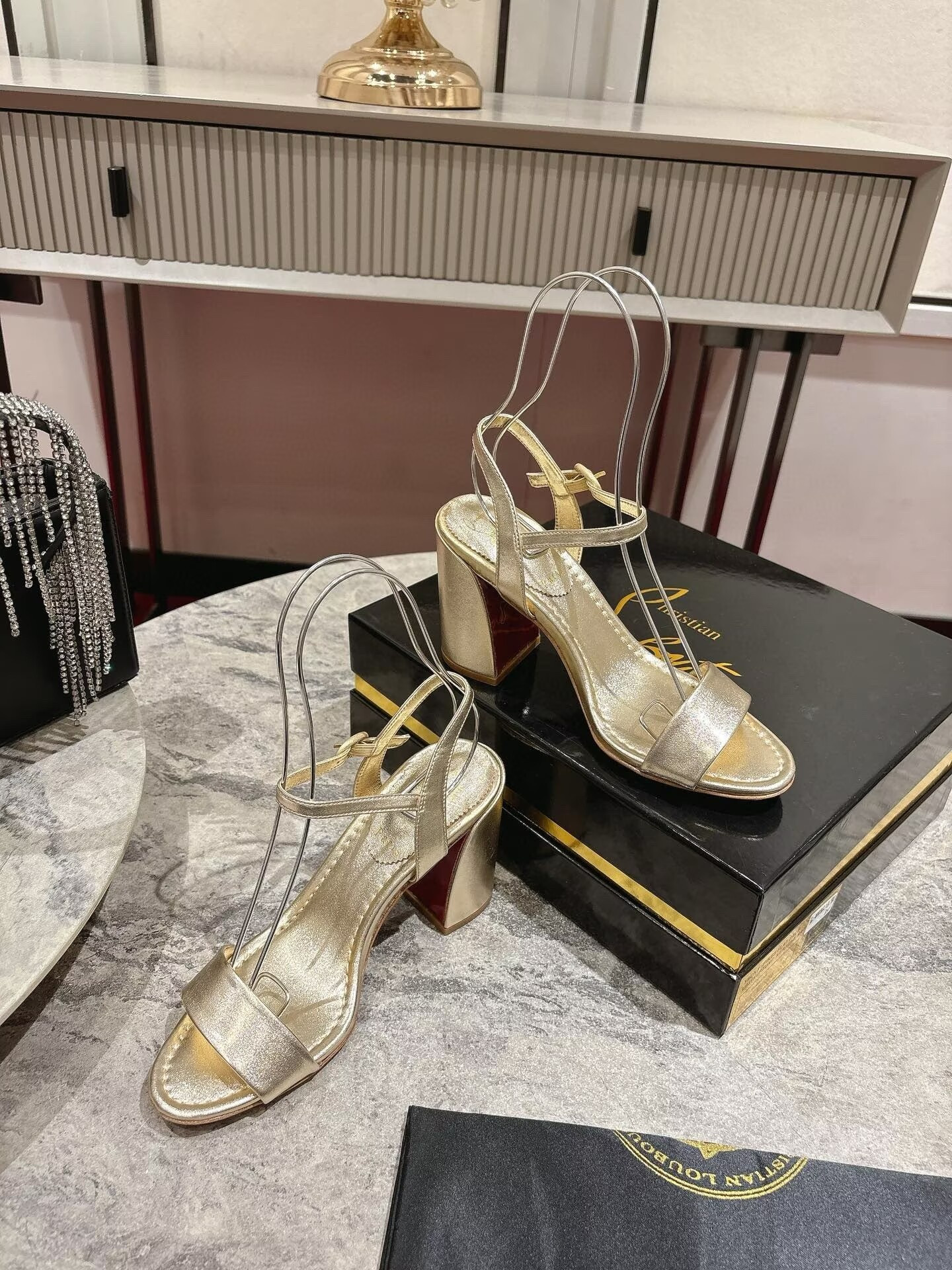 UA Christian Louboutin Miss Jane Leather Sandals(Customized, no exchange no return, about 15 days)