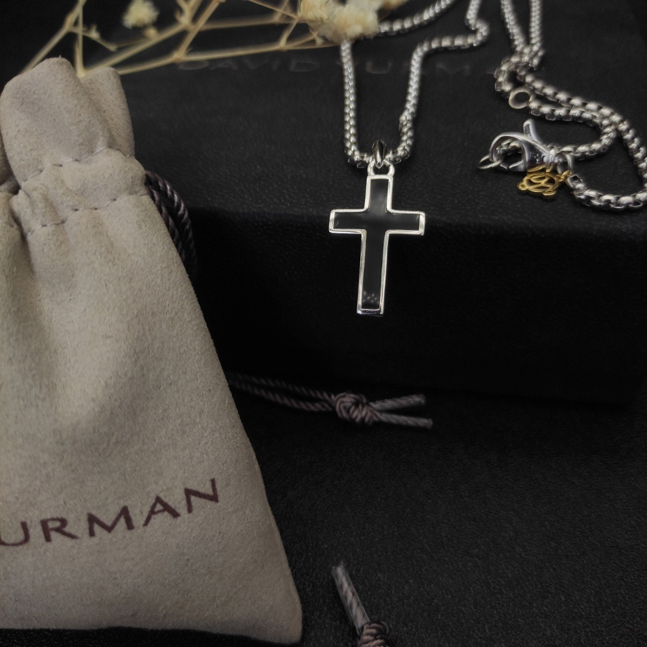 David Yurman black cross Necklace(Chain length 50+5cm delay chain Chain thickness 3mm)