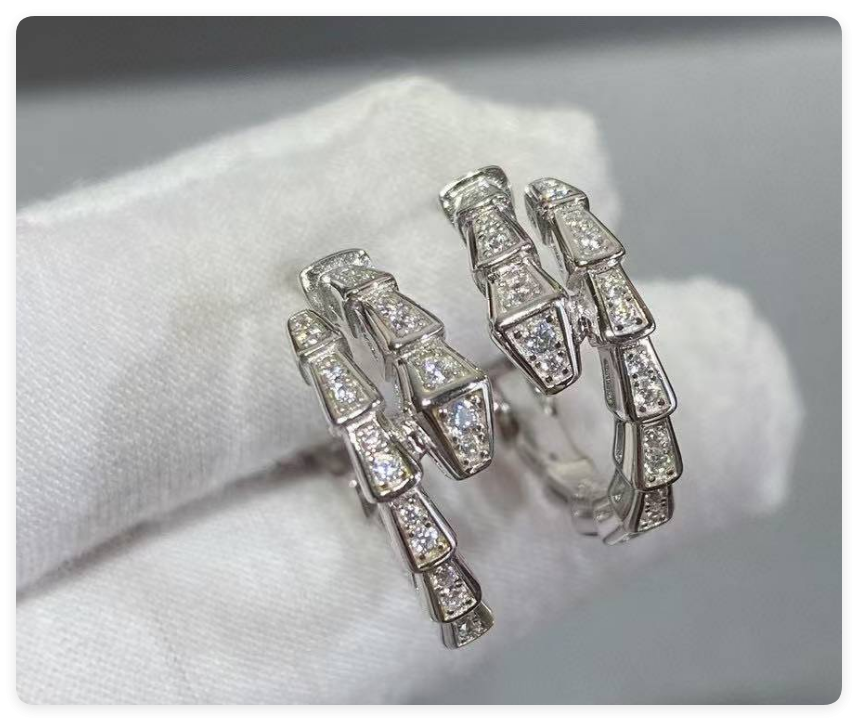 Bv1g*ai Full-D1am0nd snake Earrings