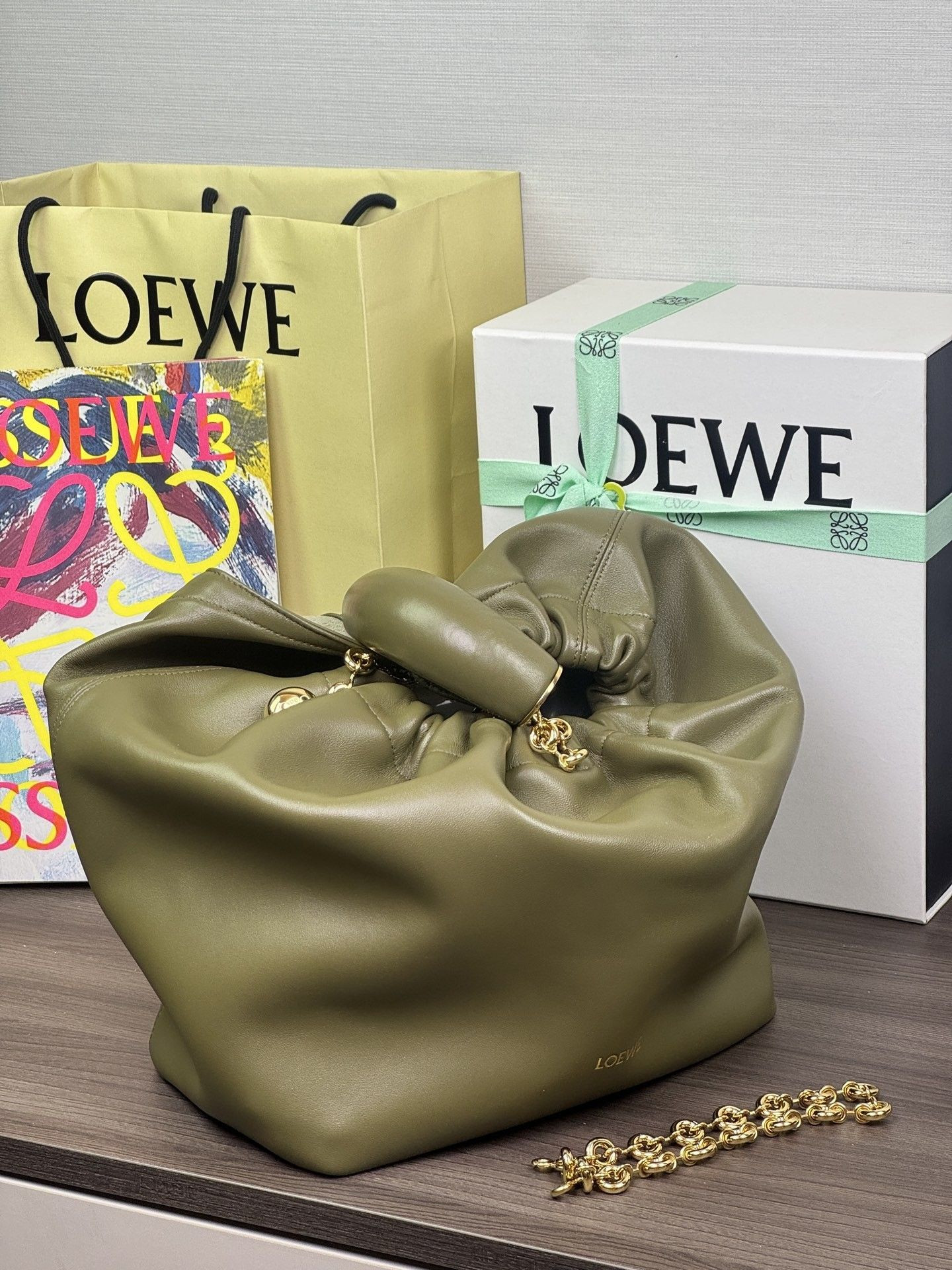 L0ew* Medium Squeeze bag in mellow nappa lambskin 34x33x13.5cm