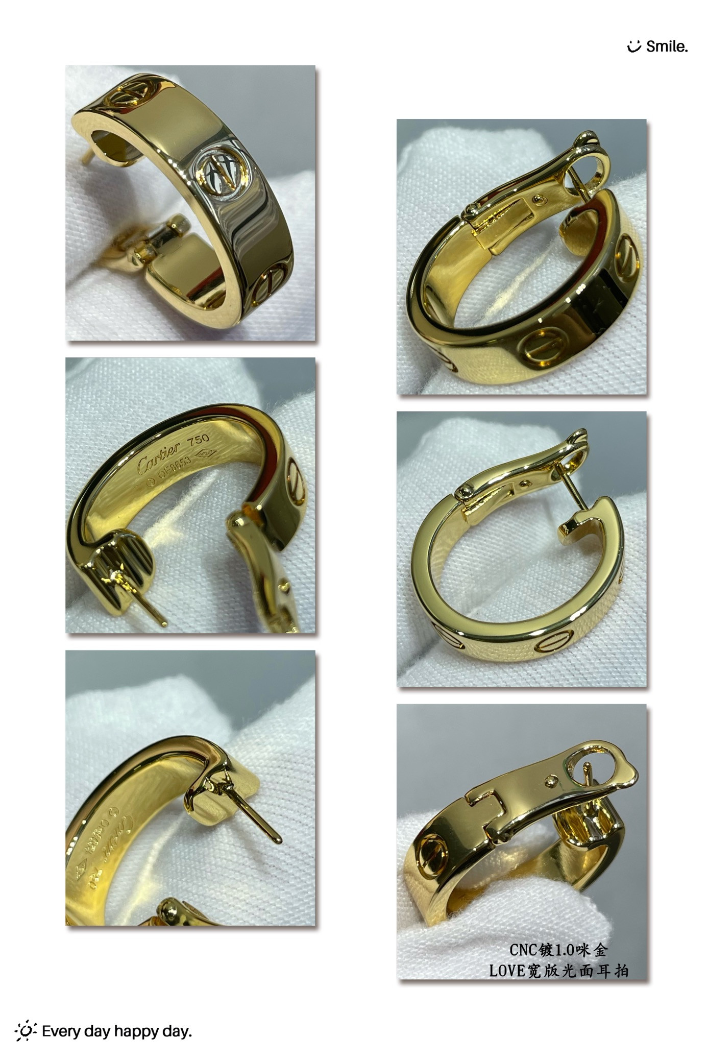 Ca*t1er Wide version smooth LOVE Earrings