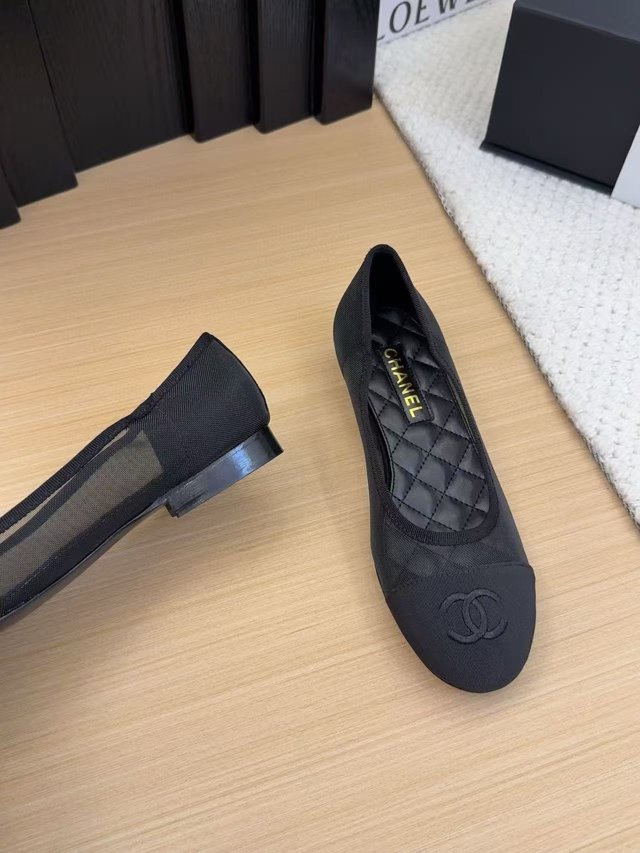 UA Ch**el 25P Black Mesh Ballet Ballerina Flats