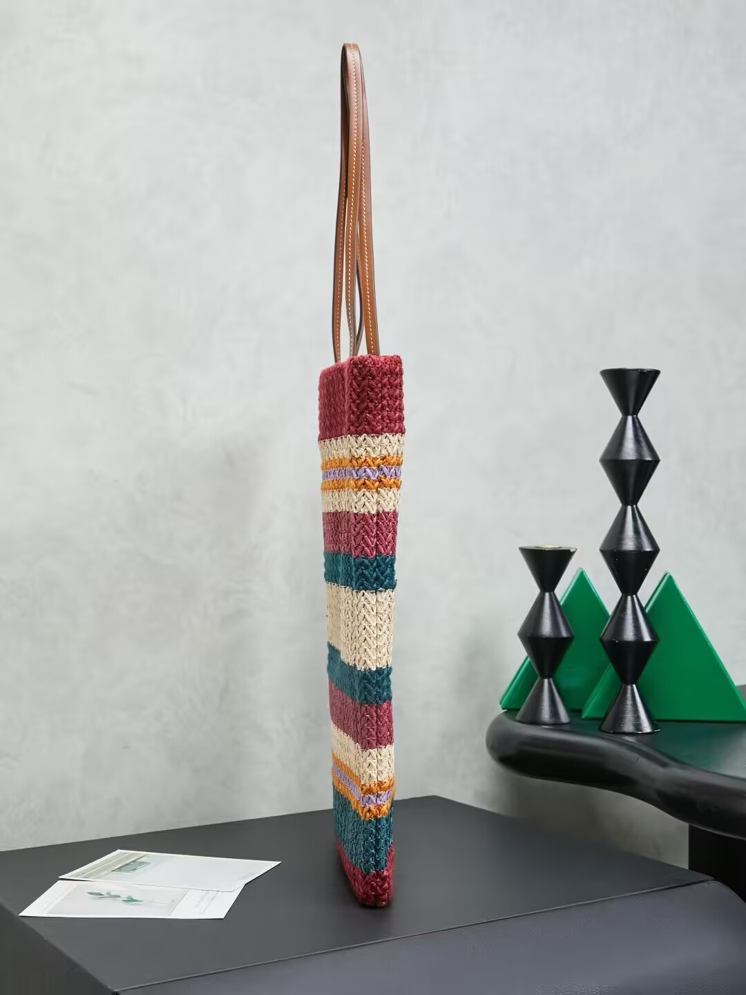M1v M1v Raffia-effect Woven Tote Bag 41x32cm