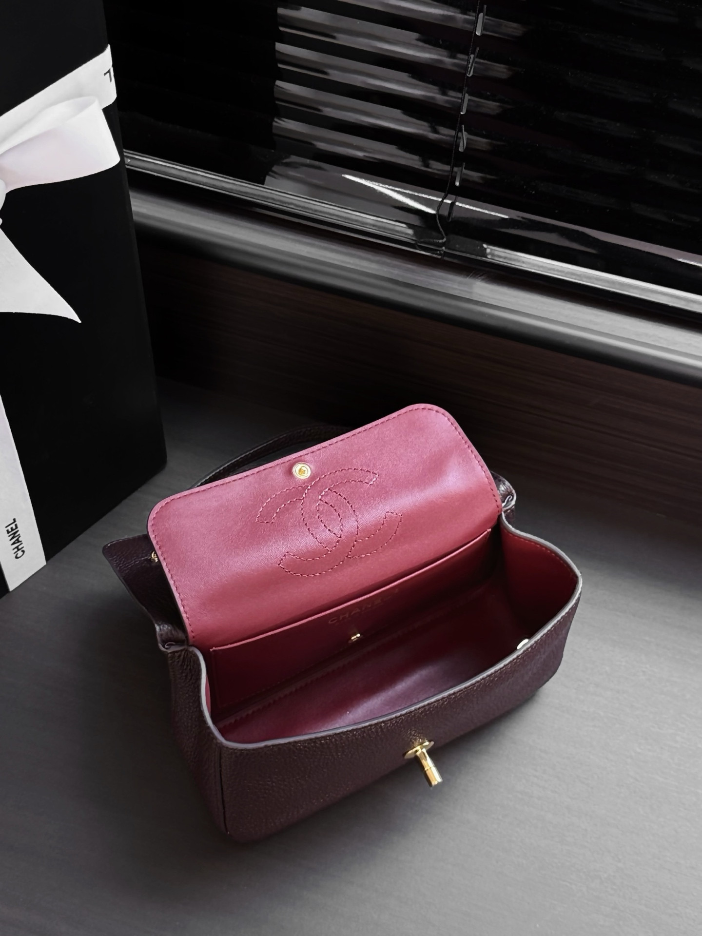 Ch**el Mini Flap Bag Coffee Gold Hardware AS6573 13x20x6cm