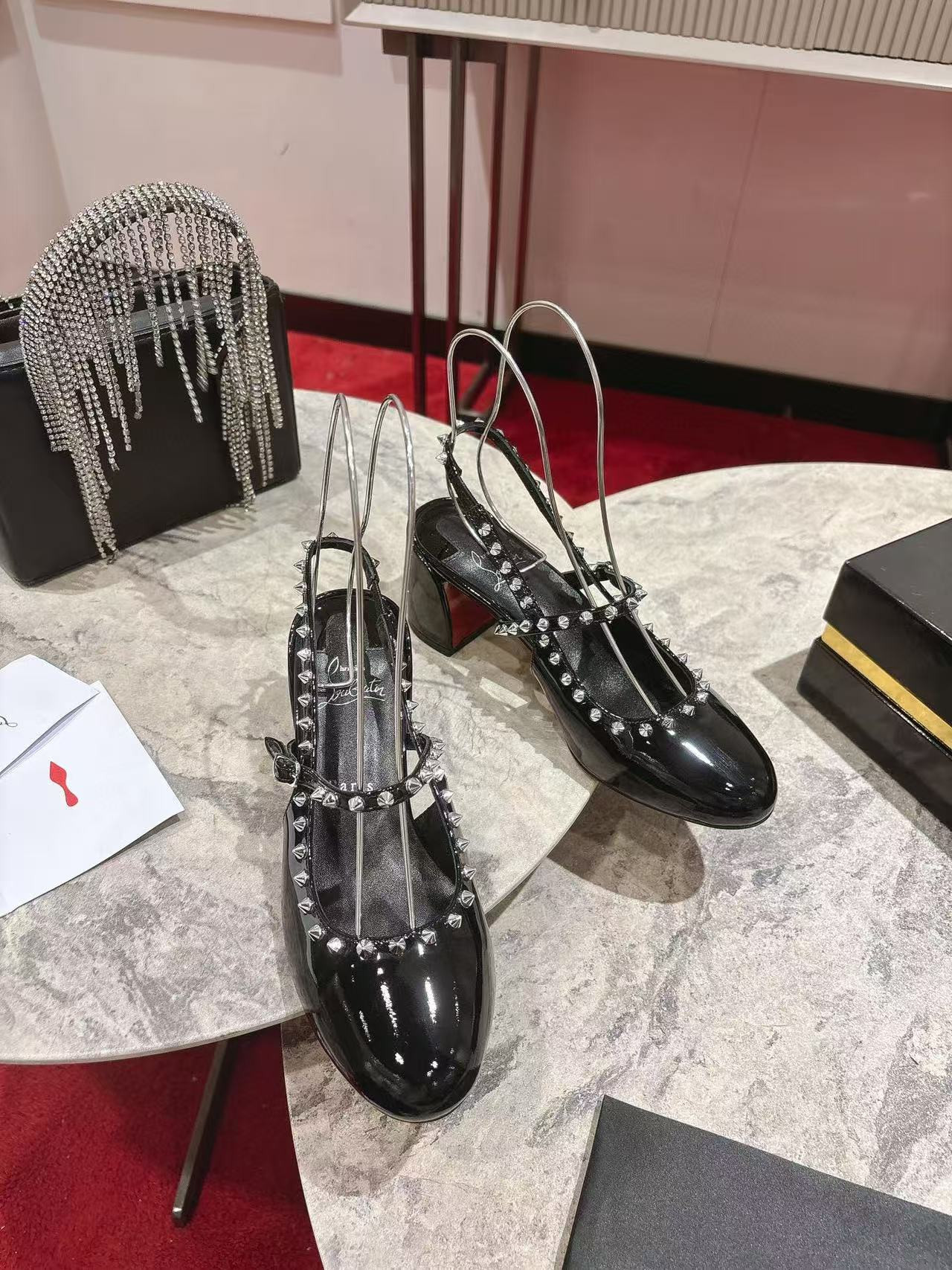 UA Chr1st1an Louboutin Mary Jane Pumps Janispikes Slingback Pumps