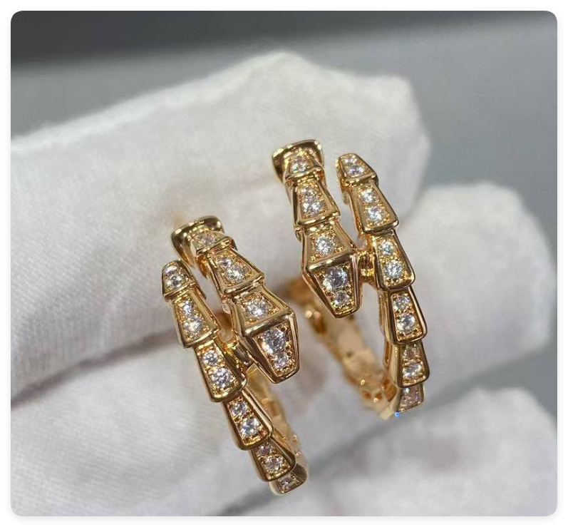 Bv1g*ai Full-D1am0nd snake Earrings