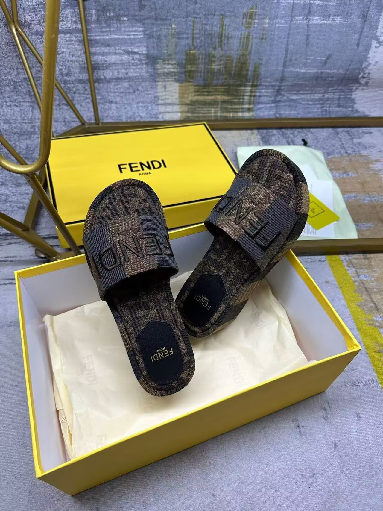 UA F**di Flatform Platform Slide Sandal