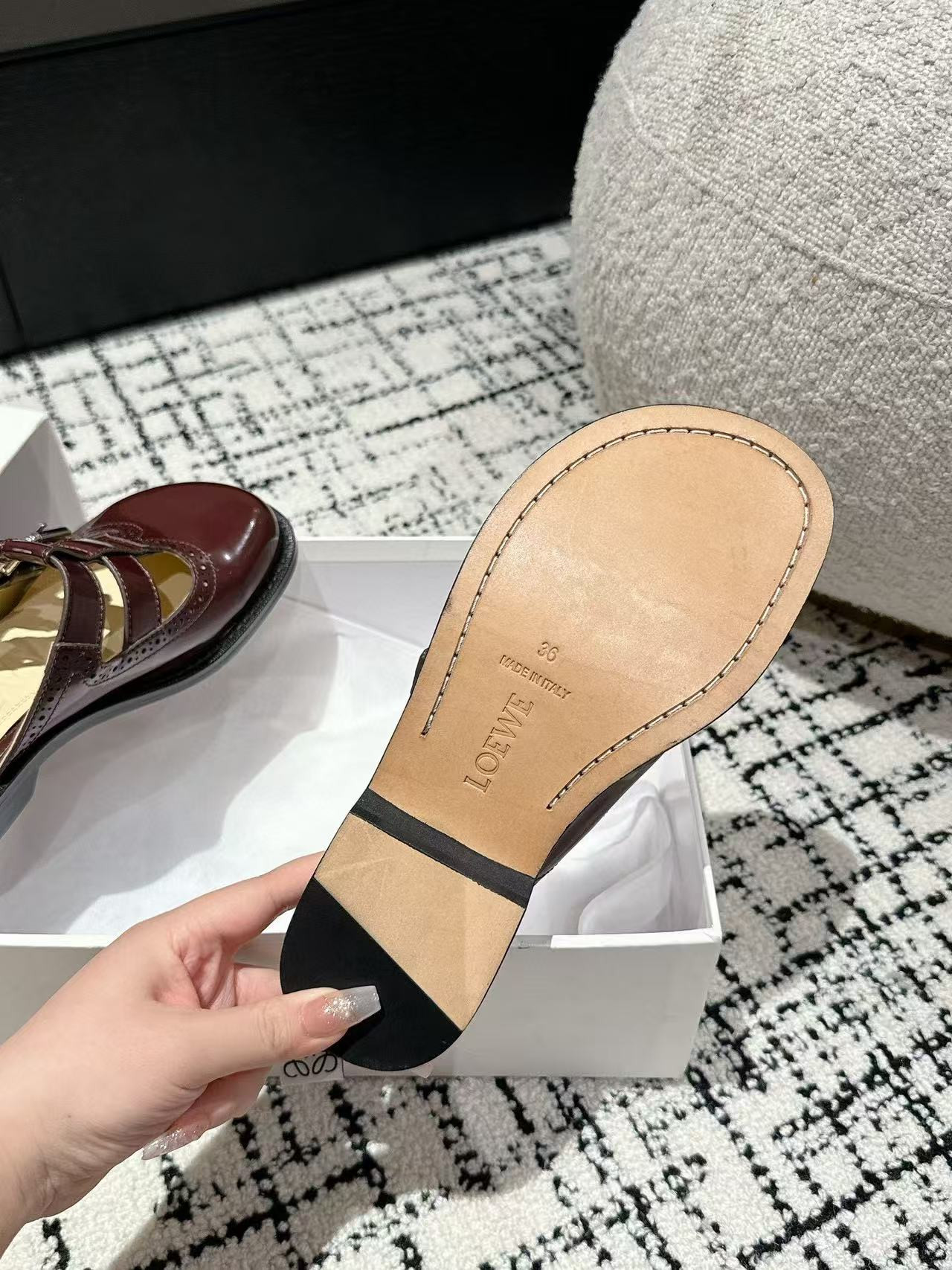 UA L0ew* Campo Mary Jane mule in calfskin