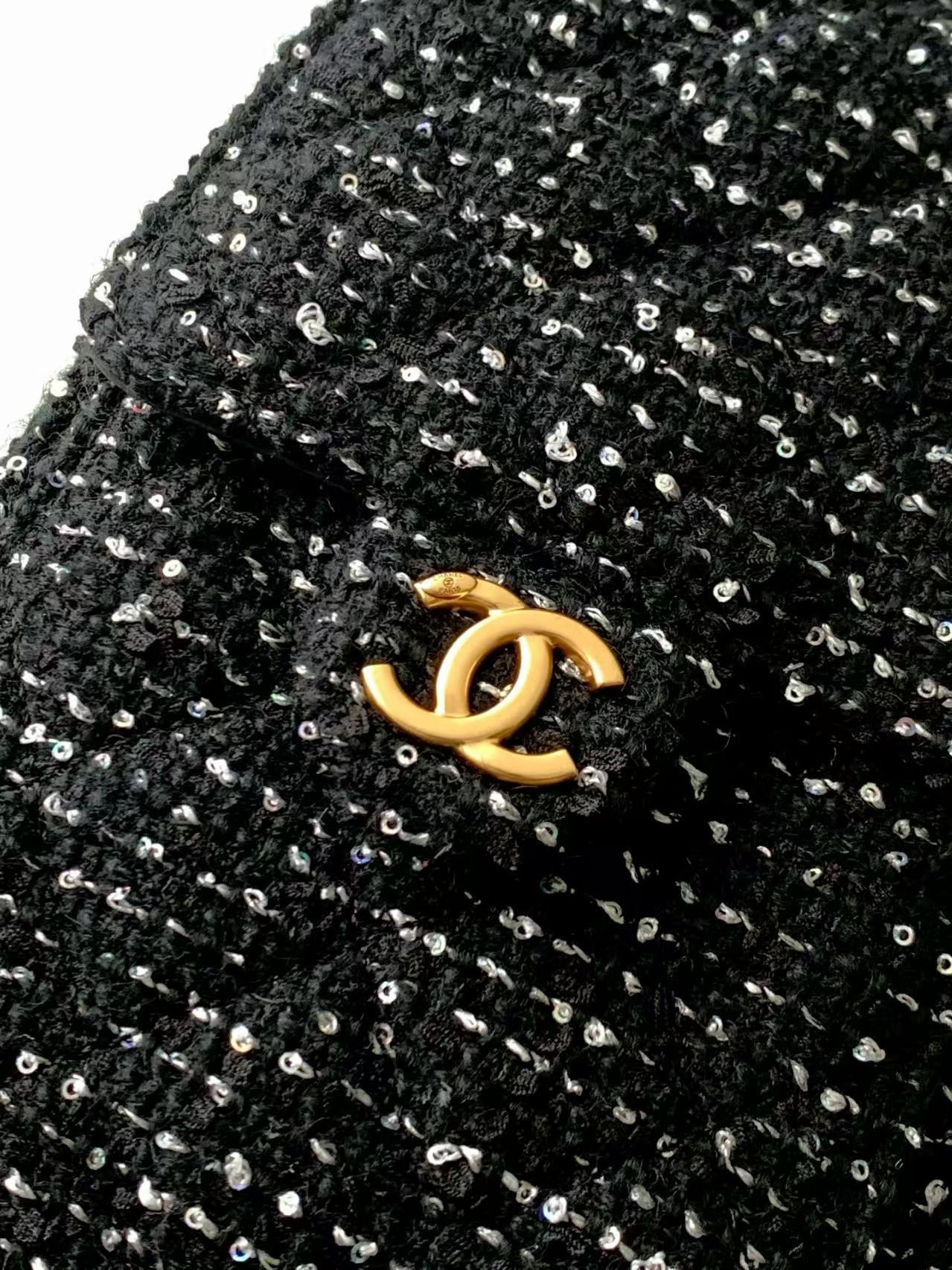 Ch**el 25 Bucket Tweed Bag 26x30x14cm