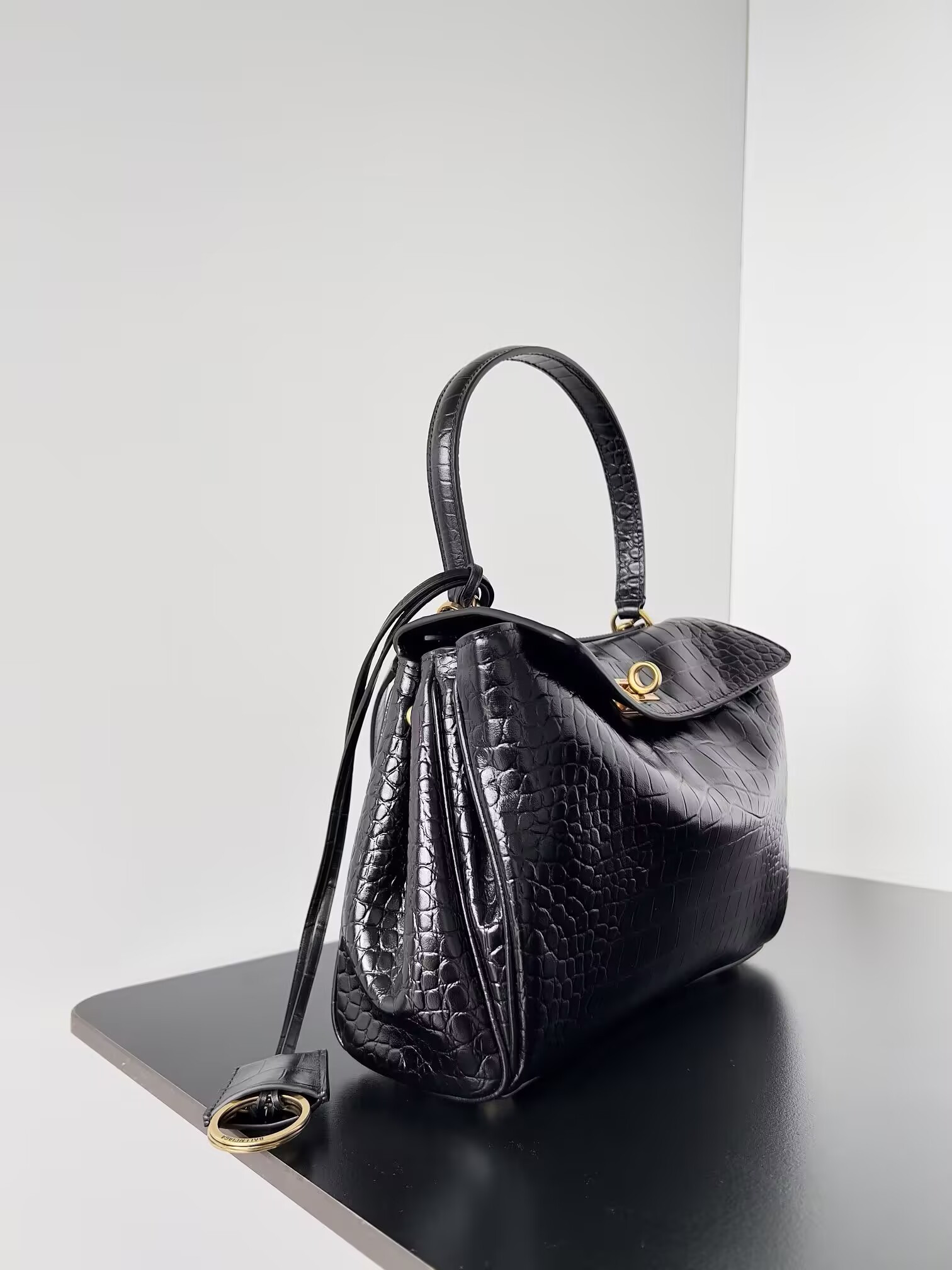 Ba1en*iaga Rodeo Small Croc-Embossed Top-Handle Bag 28.9x20x9.9cm
