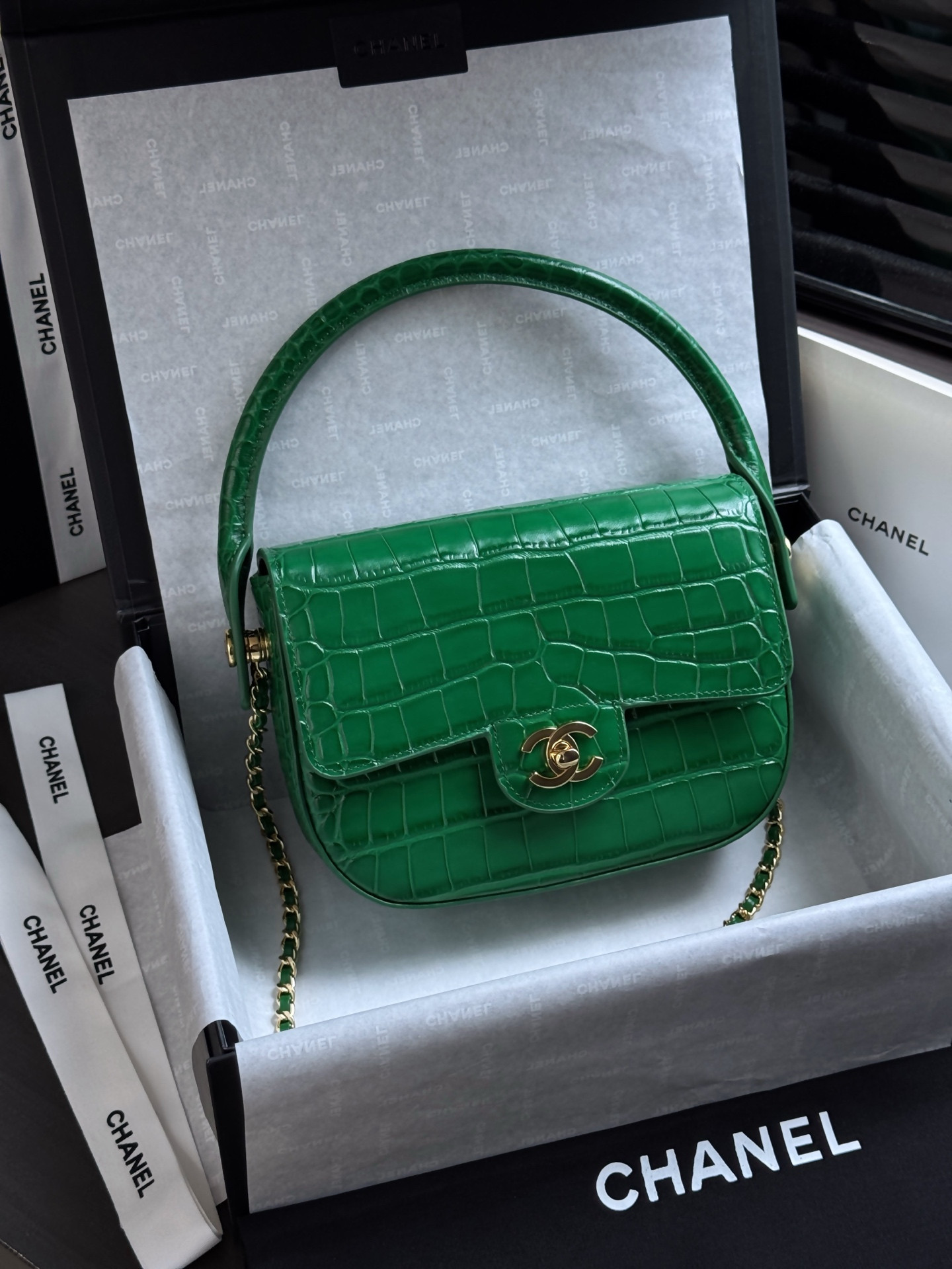 Ch**el mini flap bag with handle as6424 14.5x19.5x5cm
