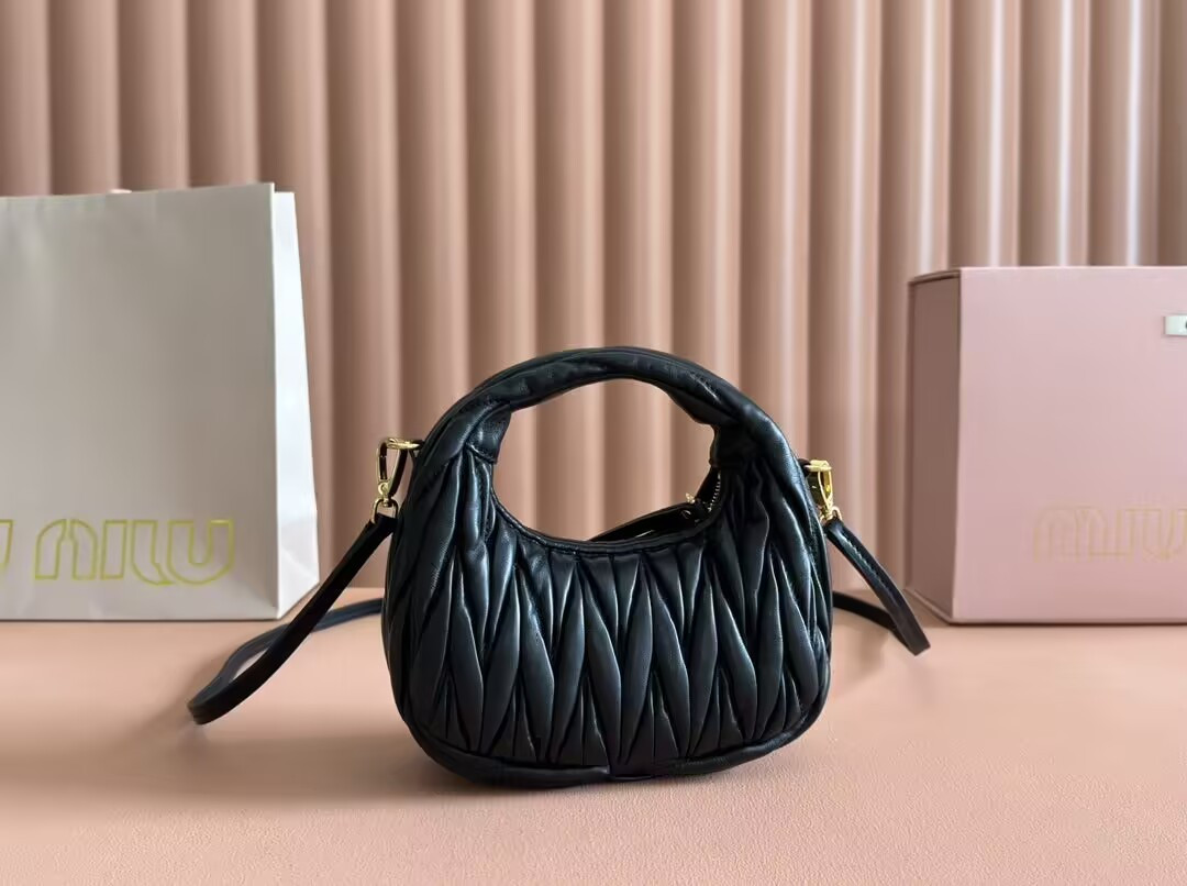 Miu Miu Wander matelassé nappa leather hobo mini-bag 14x17.5x5.5cm