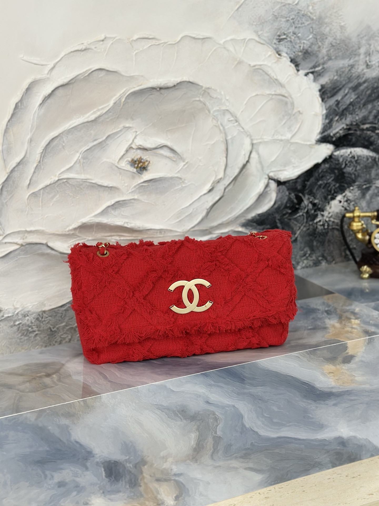 Ch**el Tweed Nature Flap Bag AS3348 38x21x11cm