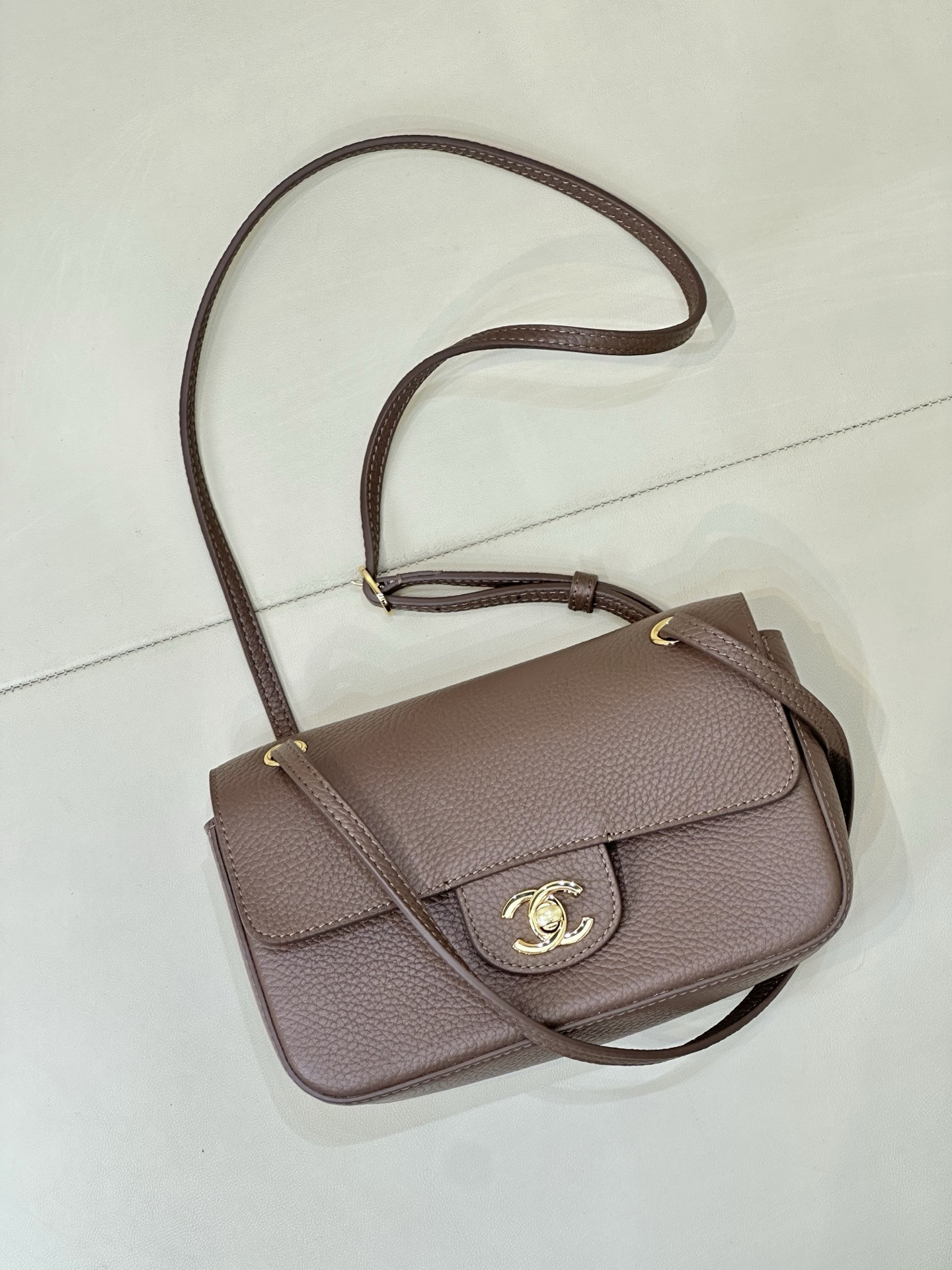Ch**el Mini Flap Bag Light Gold Hardware AS6573 13x20x6cm