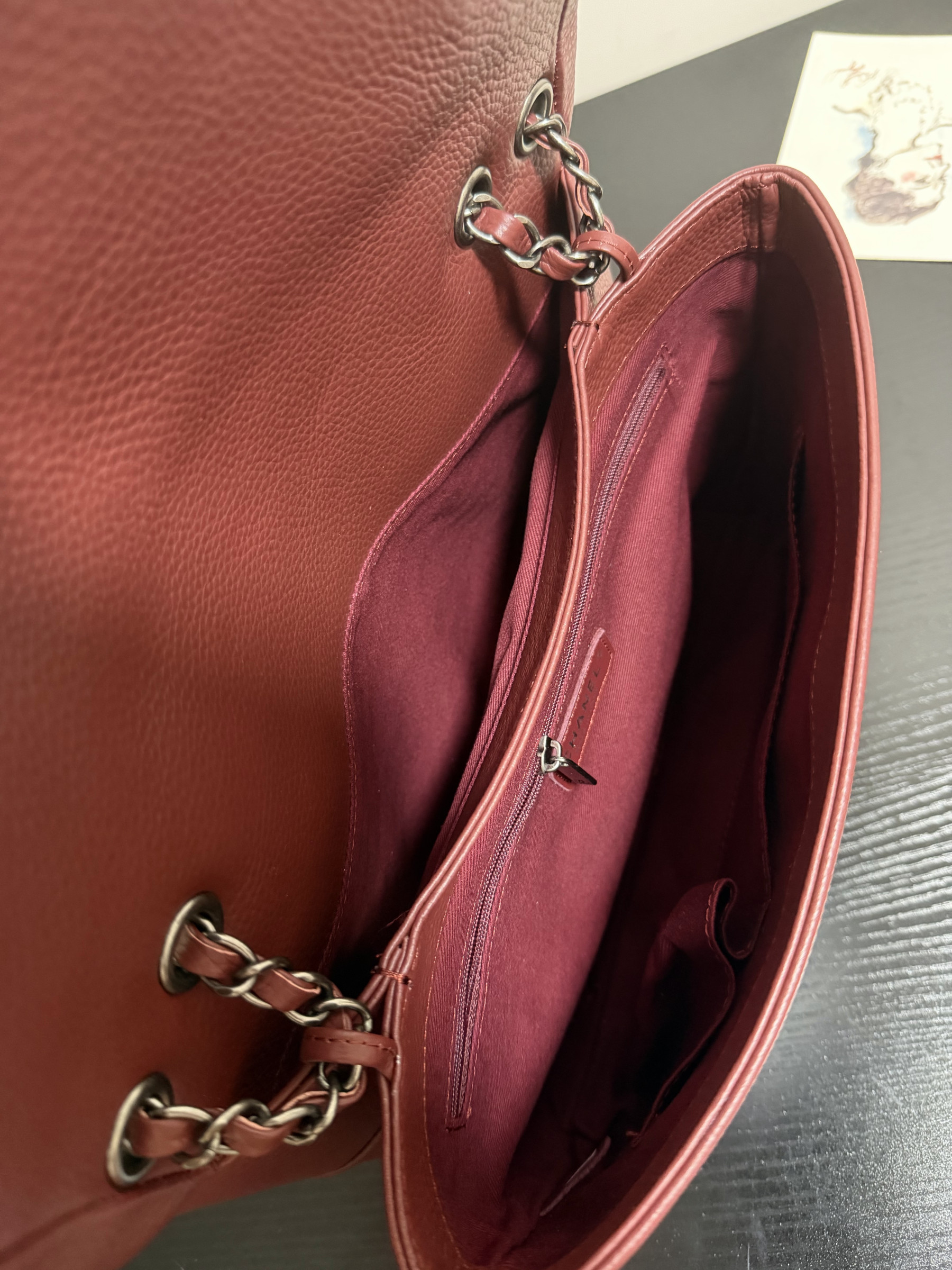 Ch**el hampton flap handbag as7095 32x19x7.5cm