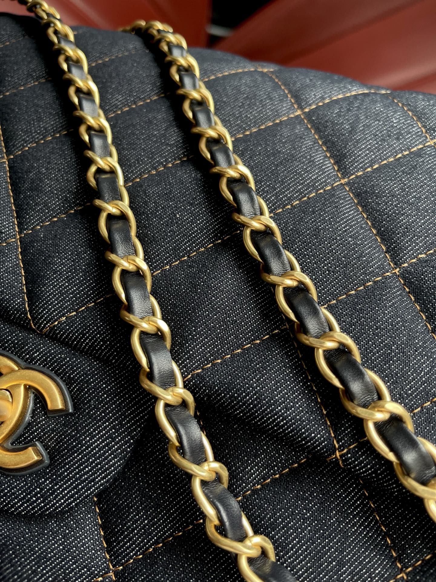 Ch**el classic flap handbag cf 38x26x11cm