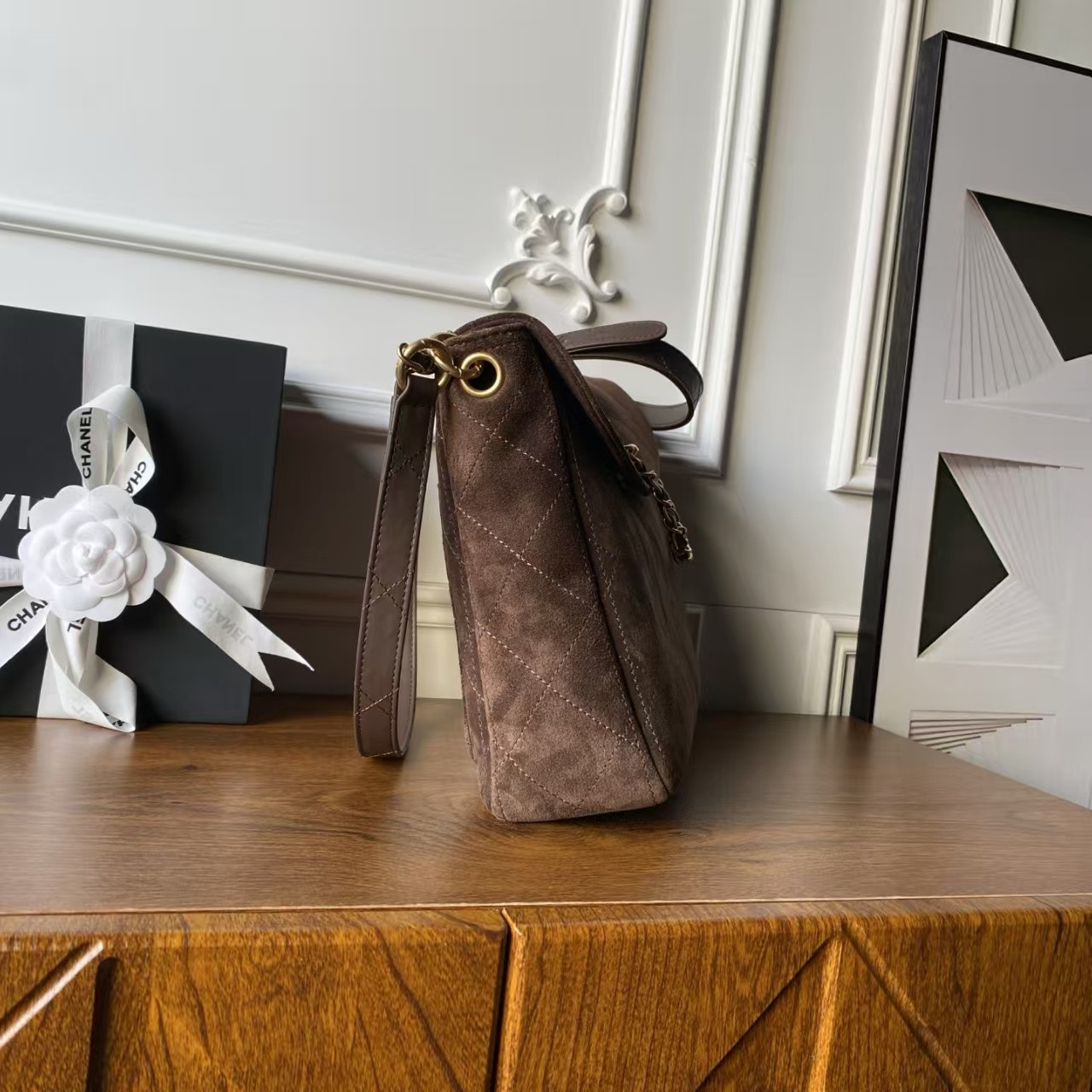 Ch**el Suede Handbag 24x30x8cm