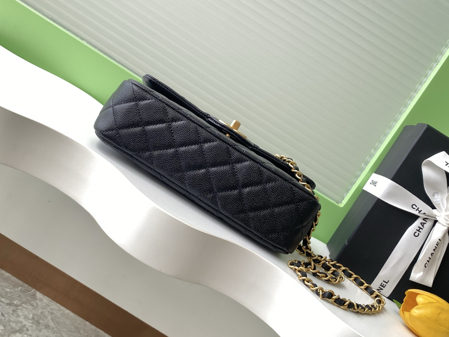 Ch**el FLAP BAG WITH TOP HANDLE 22.5x13.5x6cm