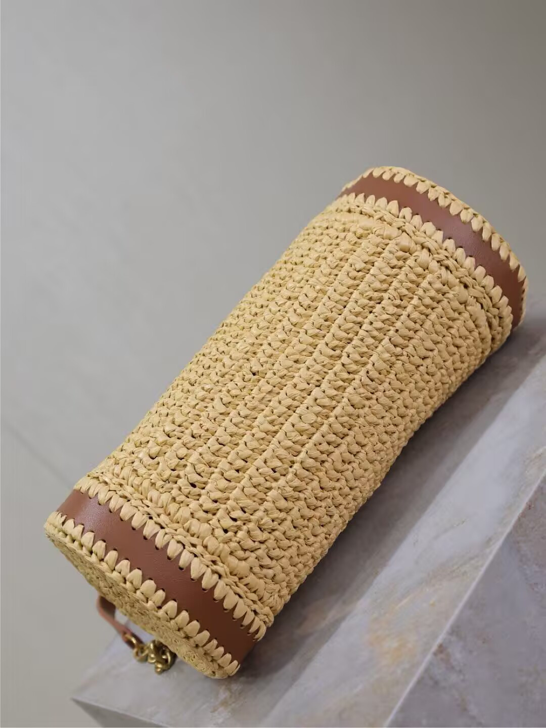 Y51 cassandre small cylindrical woven bag 30x12x10cm