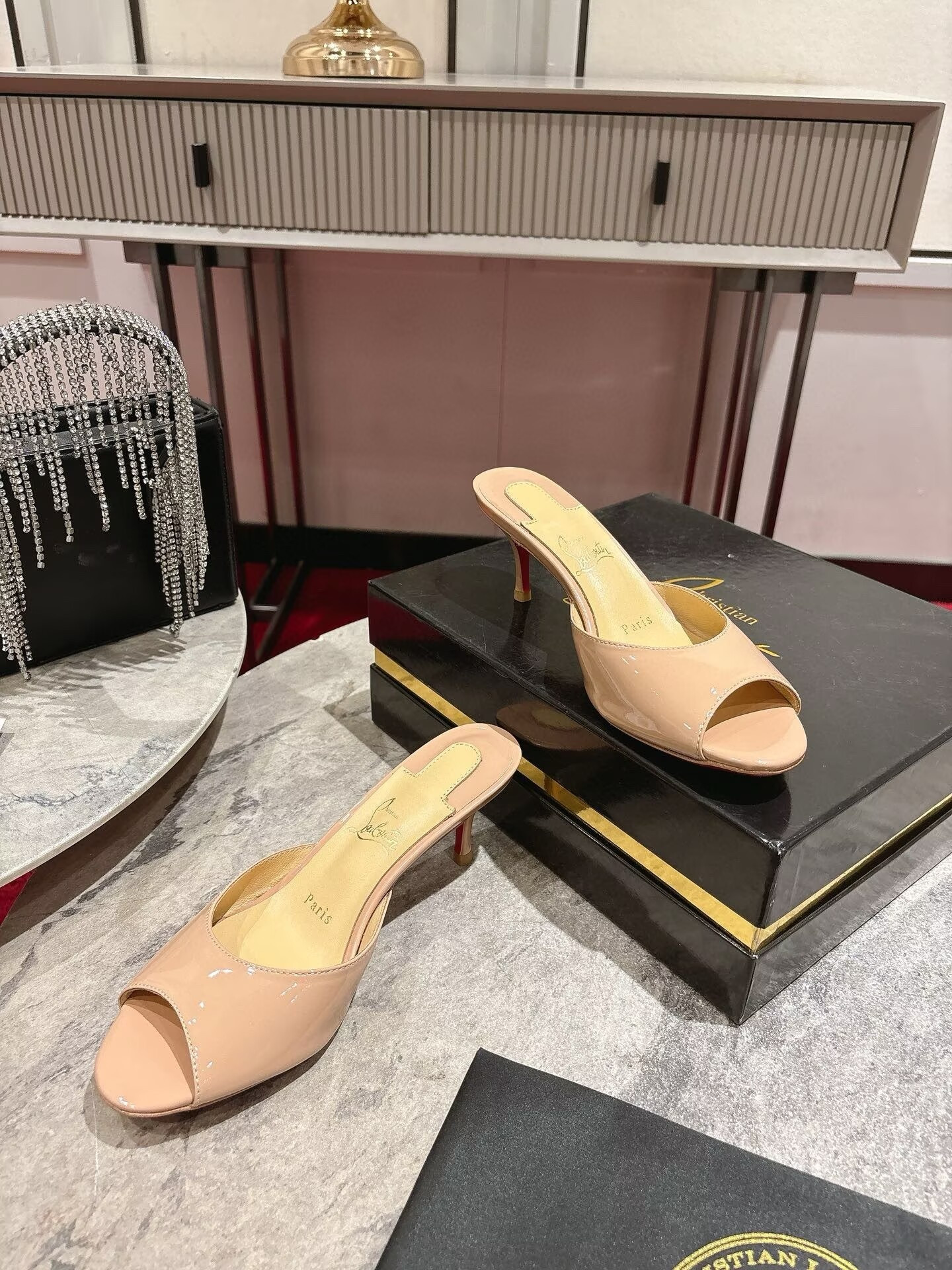 UA Chr1st1an Louboutin Me Dolly Calfskin Leather Mules