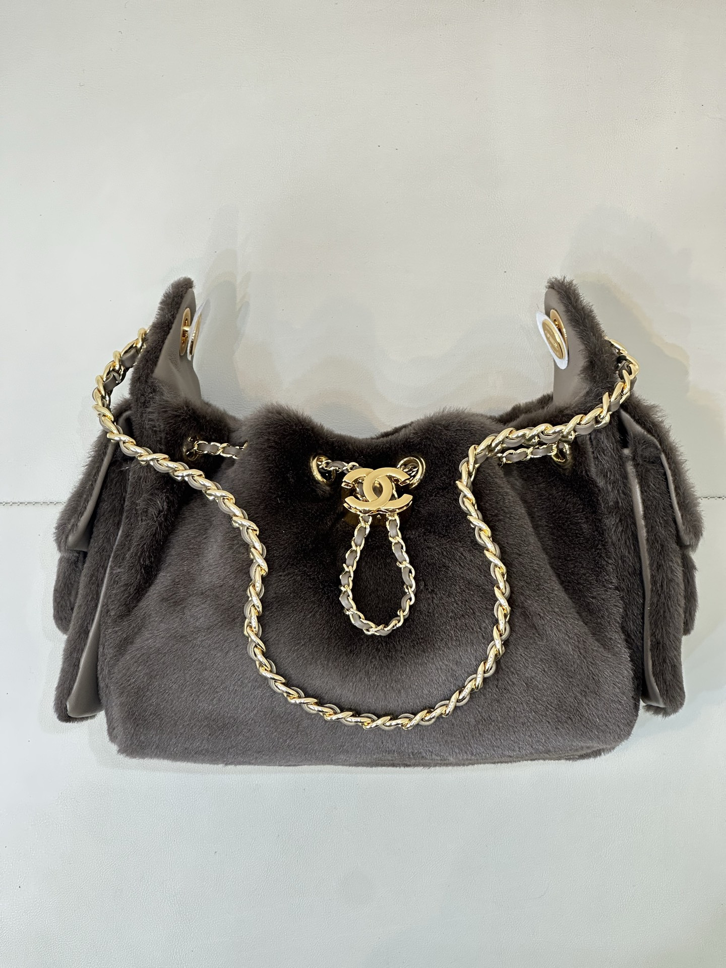 Ch**el 25C Bucket Bag Brown 20x22x12.5cm