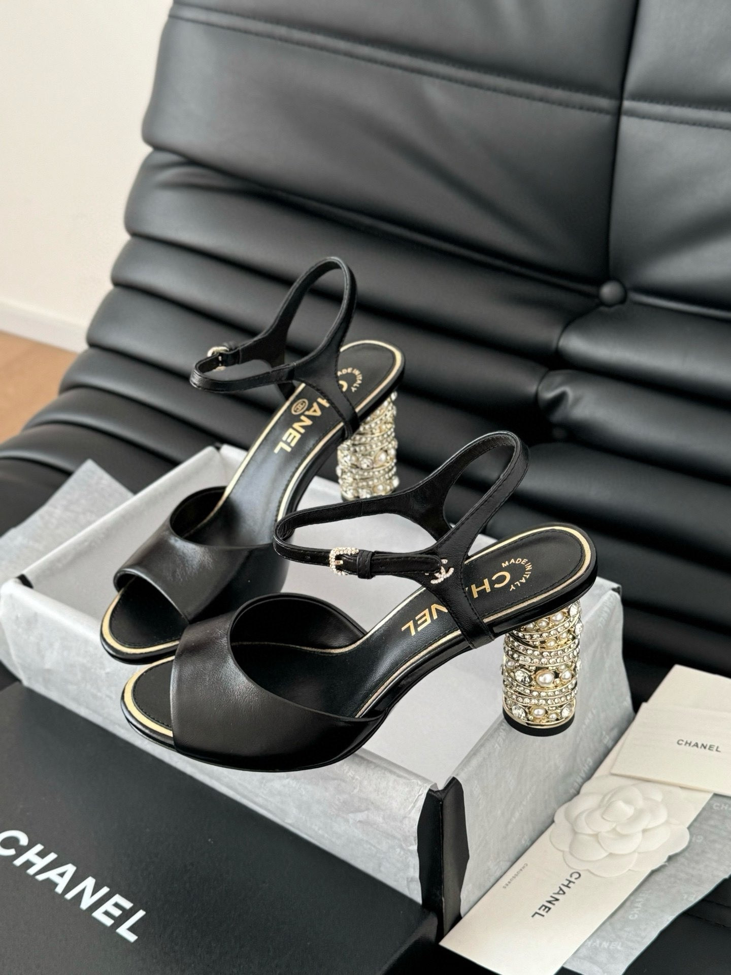 UA Ch**el Rhinestone Heel Sandals