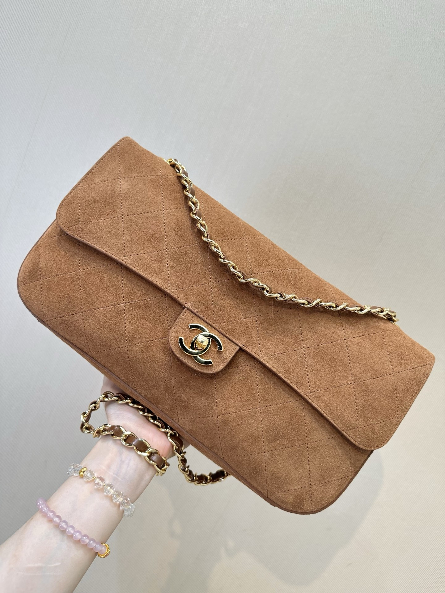 Ch**el Maxi Flap Handbag Brown AS6281 19.5x32x10cm