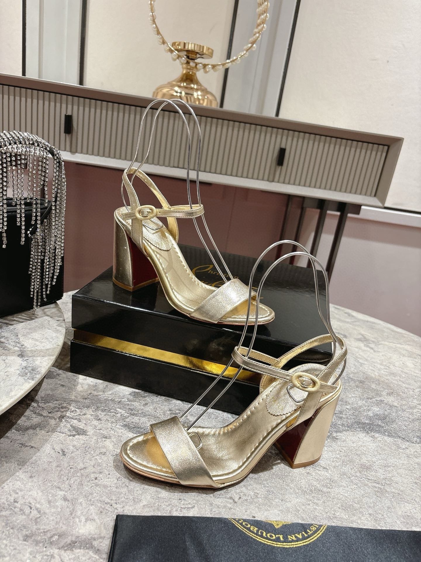 UA Christian Louboutin Miss Jane Leather Sandals(Customized, no exchange no return, about 15 days)