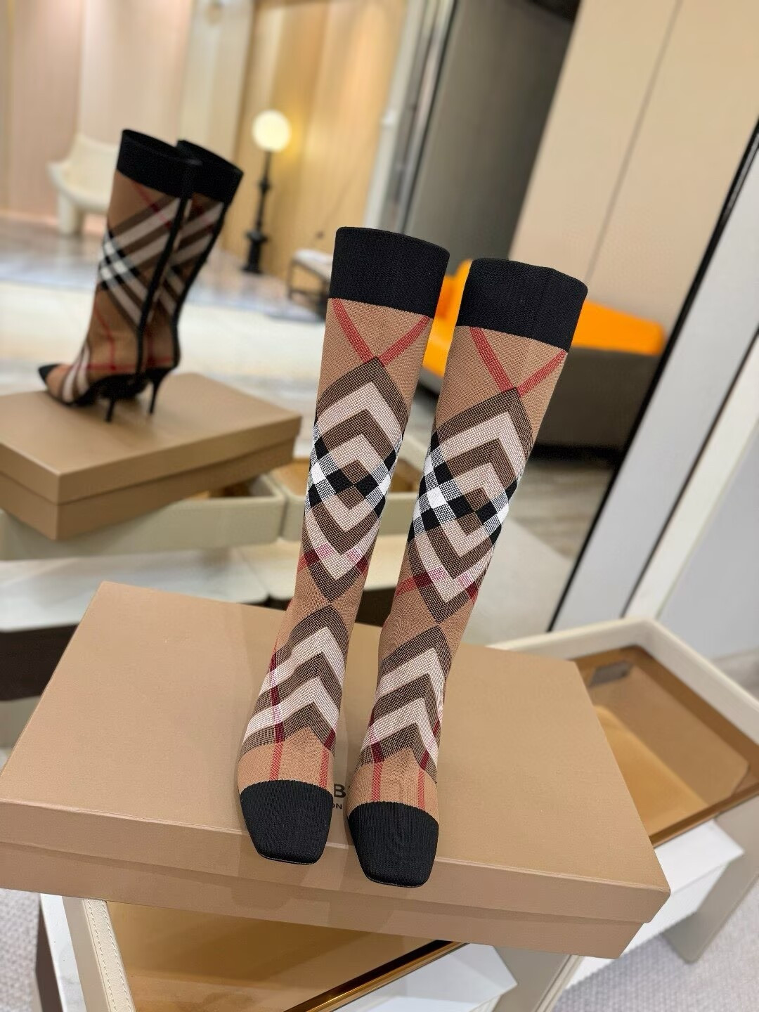 UA Burberry Check High Boots