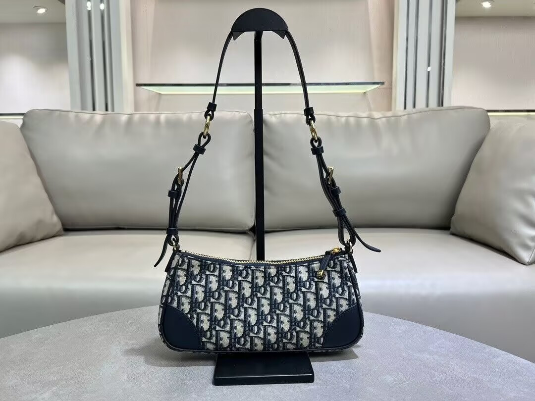 D10r 30 Montaigne Wanderlust Mini Bag Blue D10r Oblique Jacquard and Smooth Calfskin 26x12x7cm