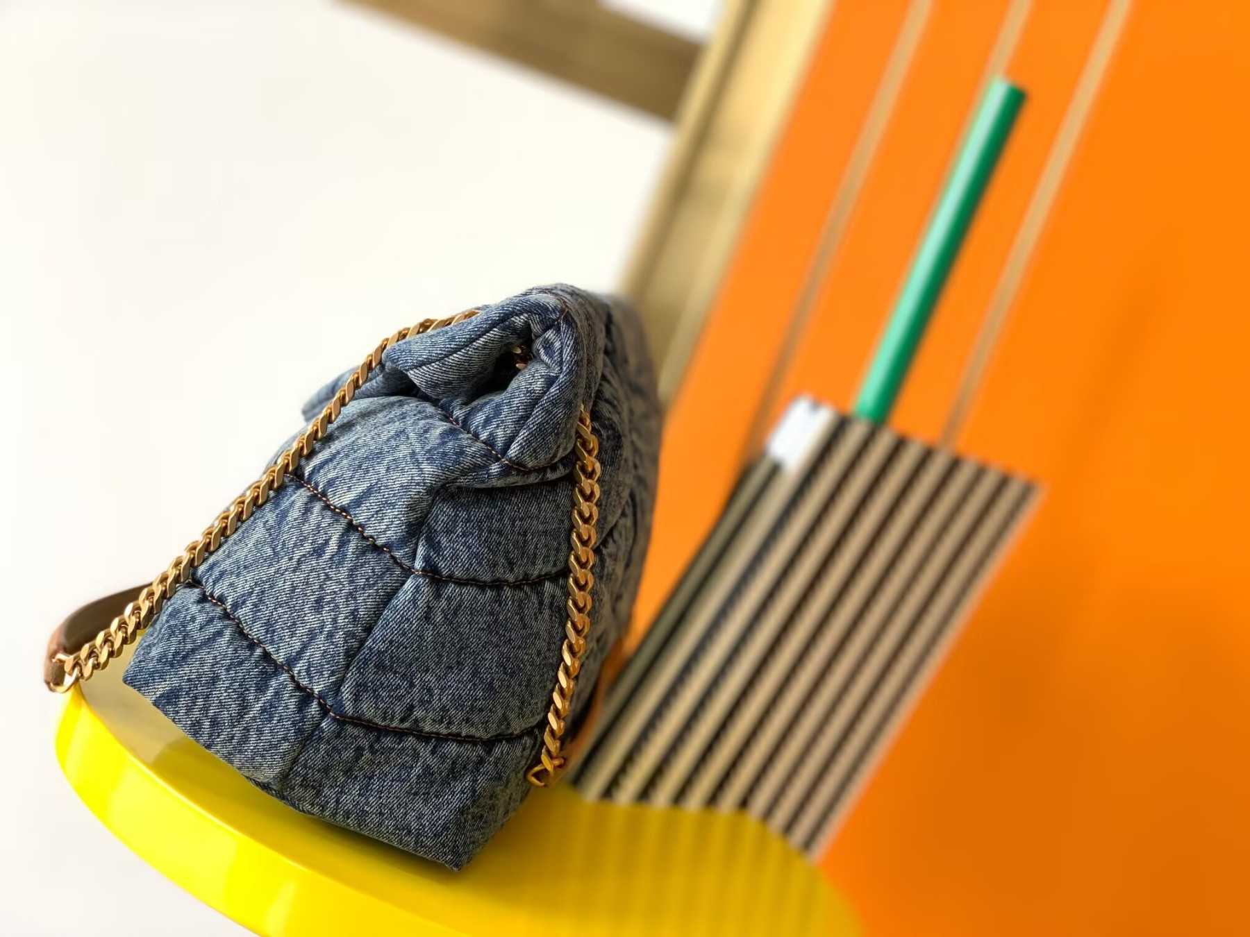 Y51 PUFFER in suede and denim 35x23x13.5cm