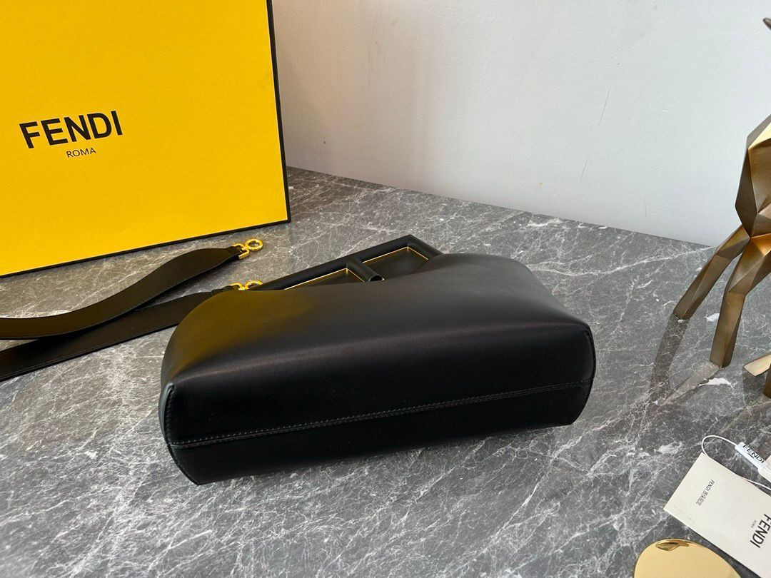 F**di First Medium Black leather bag