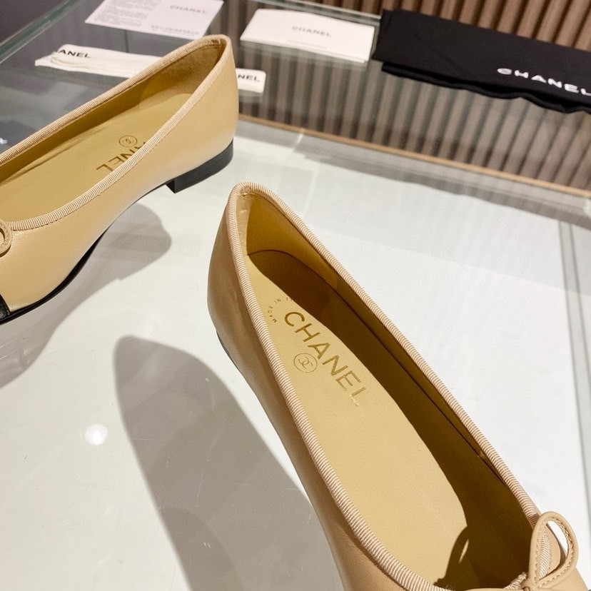 Ch**el BALLET FLATS Beige & Black