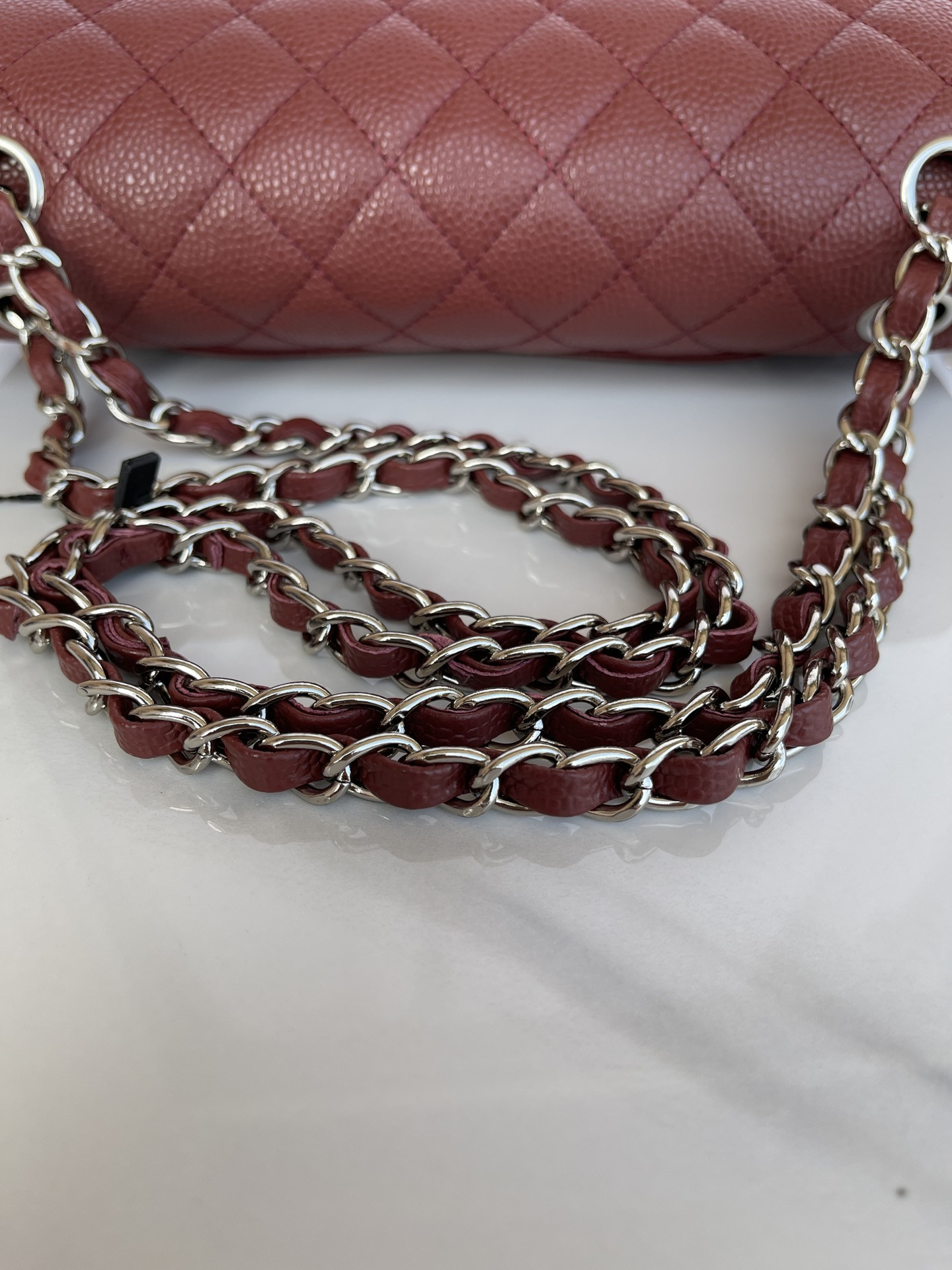 Ch**el CLASSIC HANDBAG Silver-Tone Metal 6 × 9.9 × 2.5 in