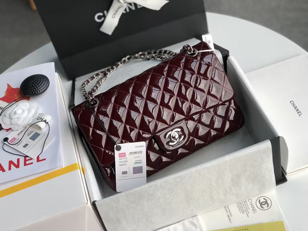 Ch**el  Classic Flap Bag Burgundy 25cm