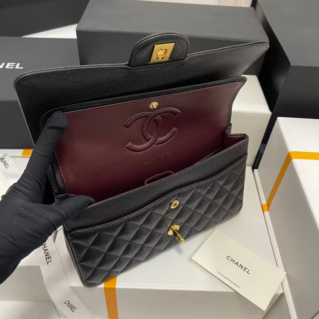 Ch**el CLASSIC HANDBAG GRAINED CALFSKIN 6 × 9.9 × 2.5 in