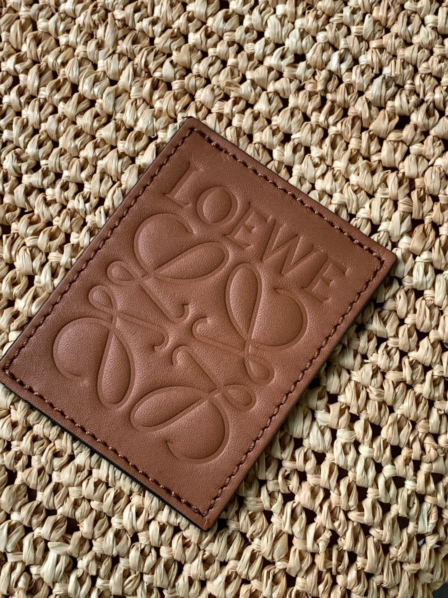 L0ew* Mini Slit Raffia Tote 30x30x8cm