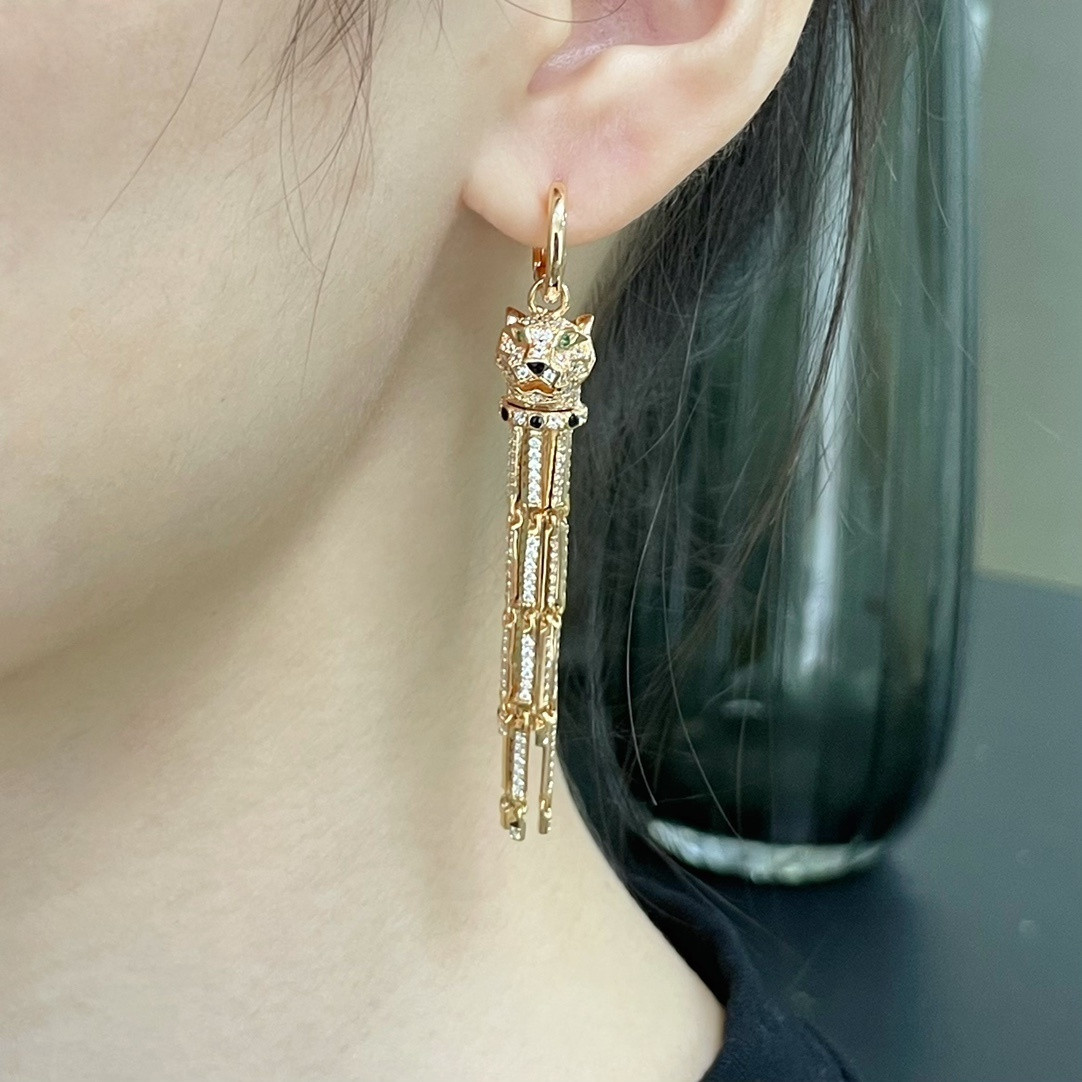 Ca*t1er Spotted Leopard Tassel Earrings