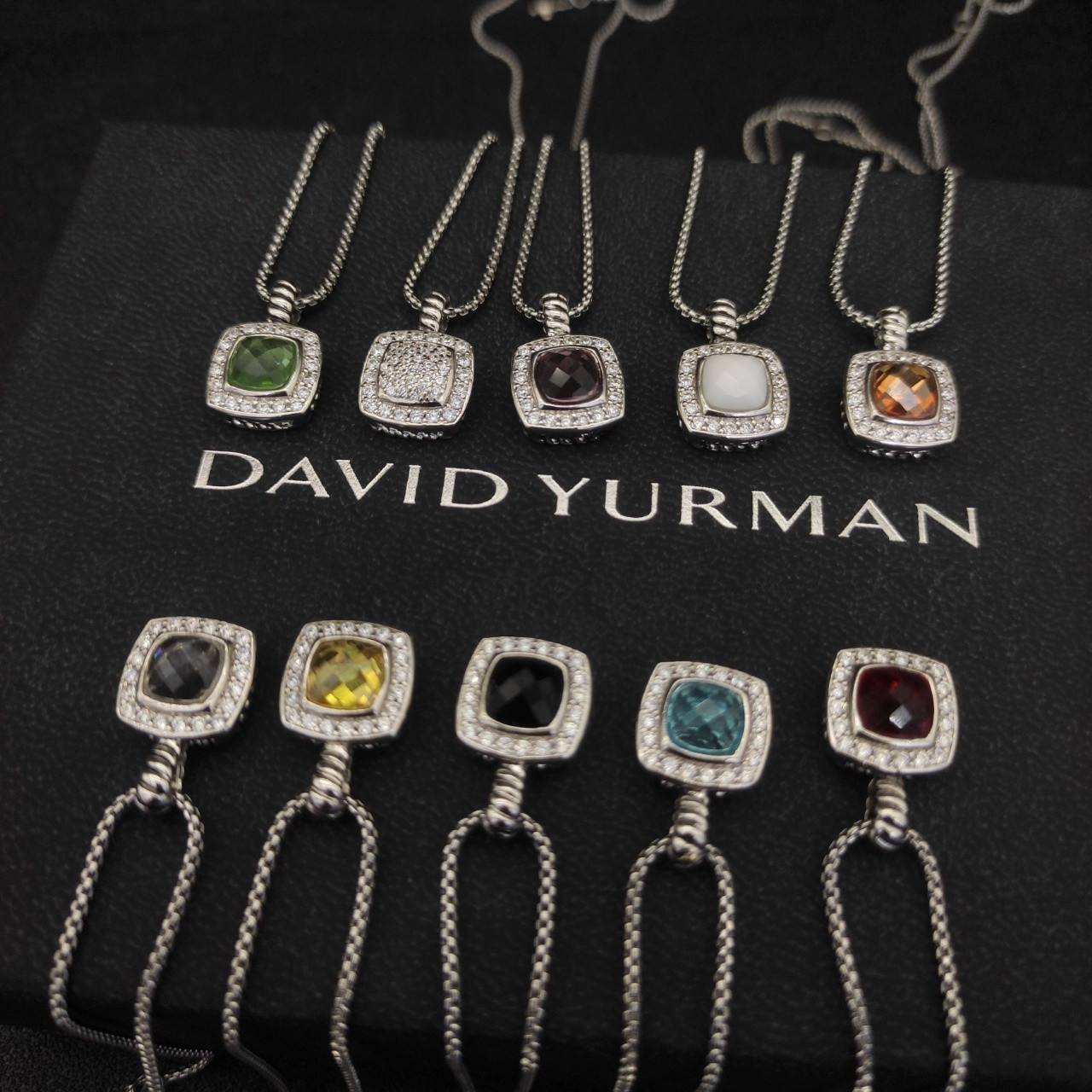 David Yurman Square D1am0nd Necklace(Main stone 7mm, chain thickness 1.5mm, length 45+5cm delay chain)