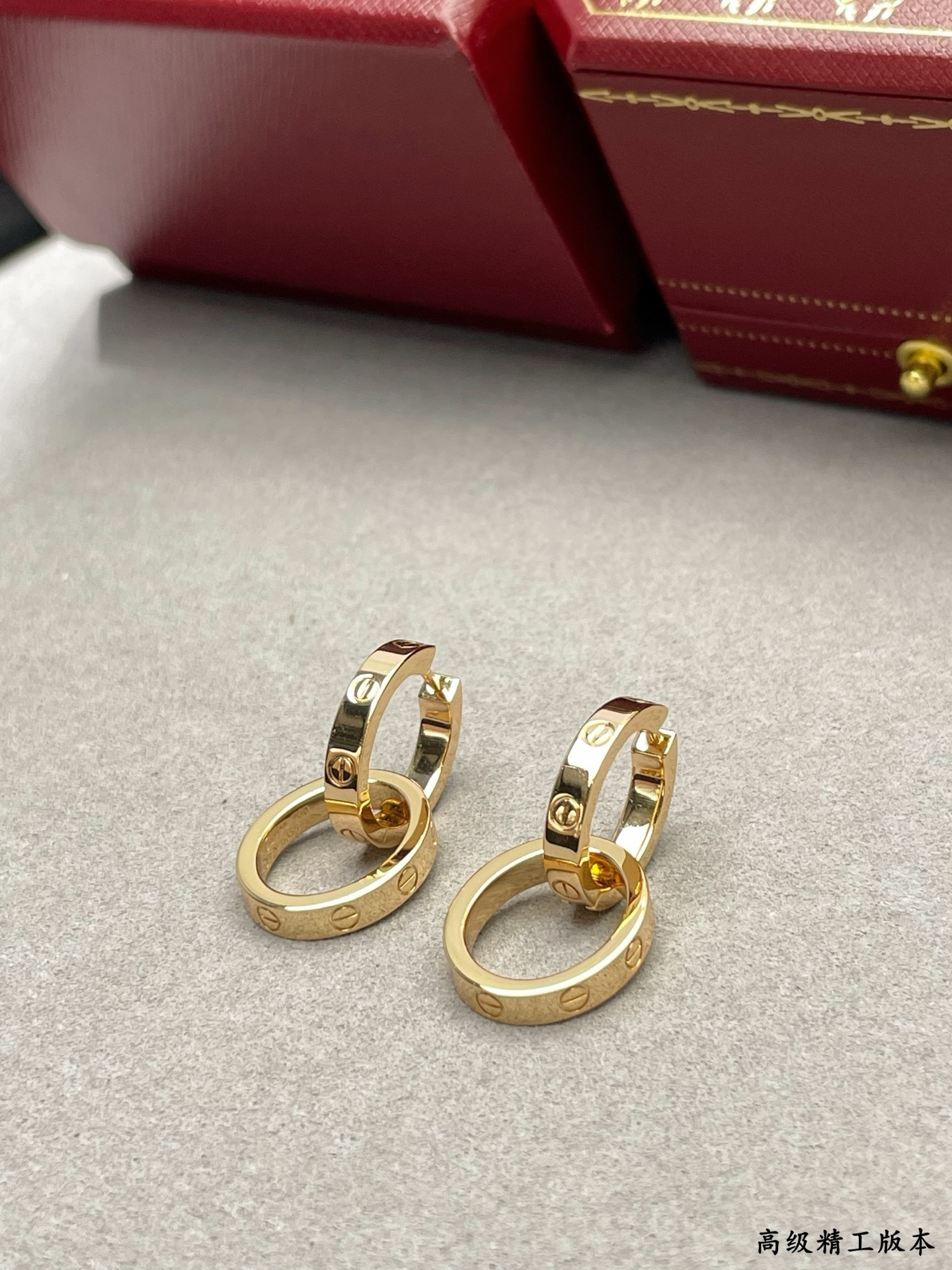 Ca*t1er Double Ring Polished Earrings