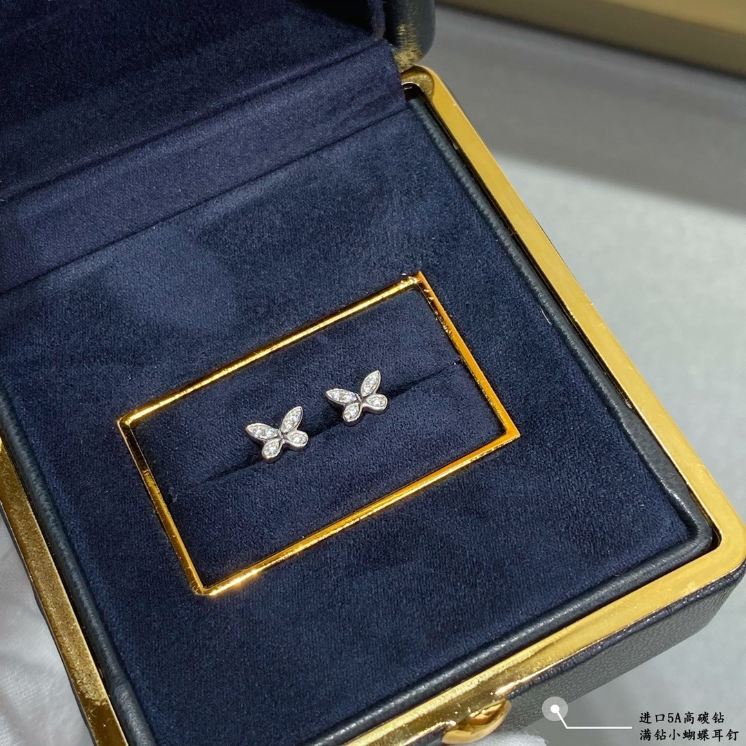 Graff D1am0nd-encrusted Butterfly Stud Earrings Ag925