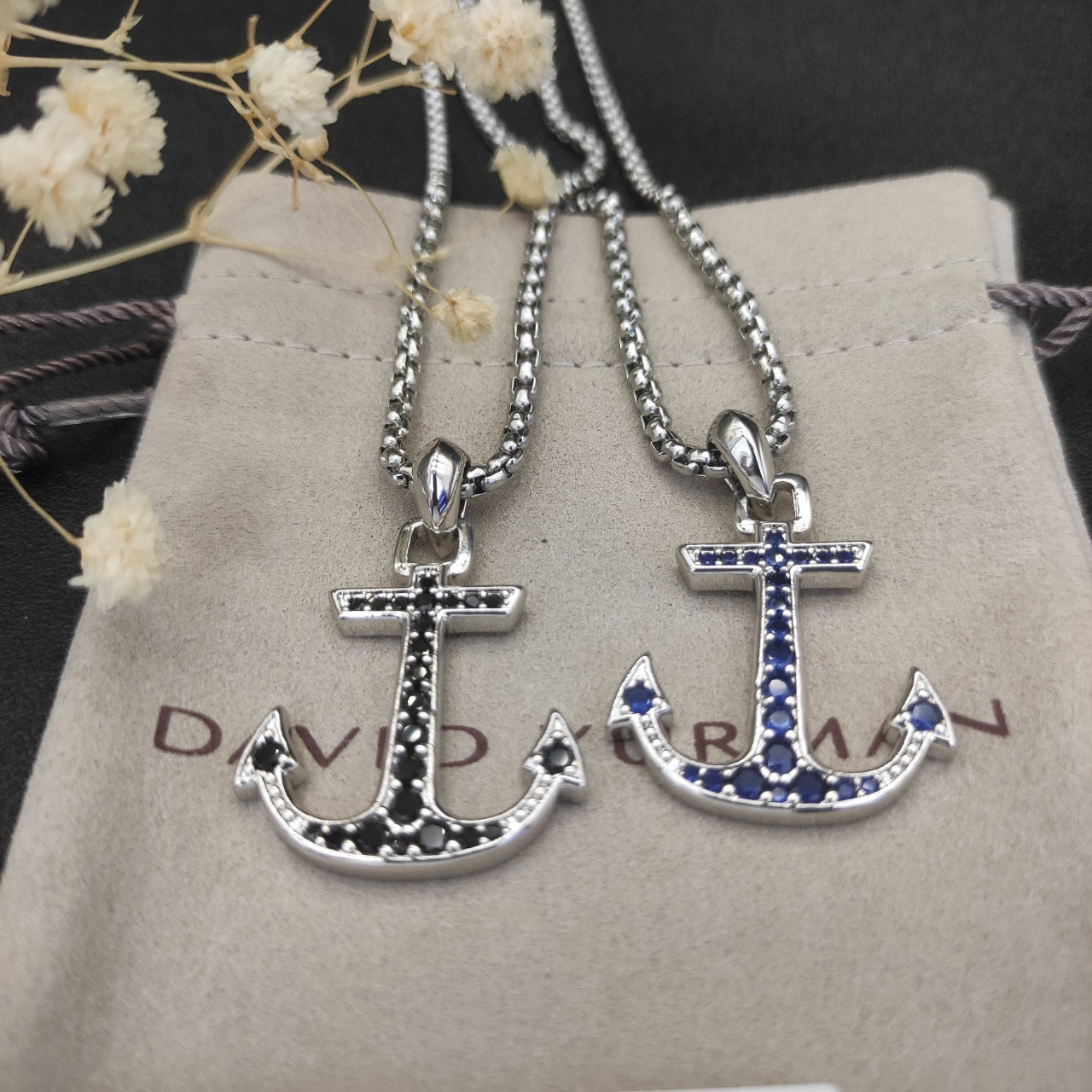 David Yurman sea ​​anchor Necklace(Chain length 50+5cm delay chain Chain thickness 3mm)