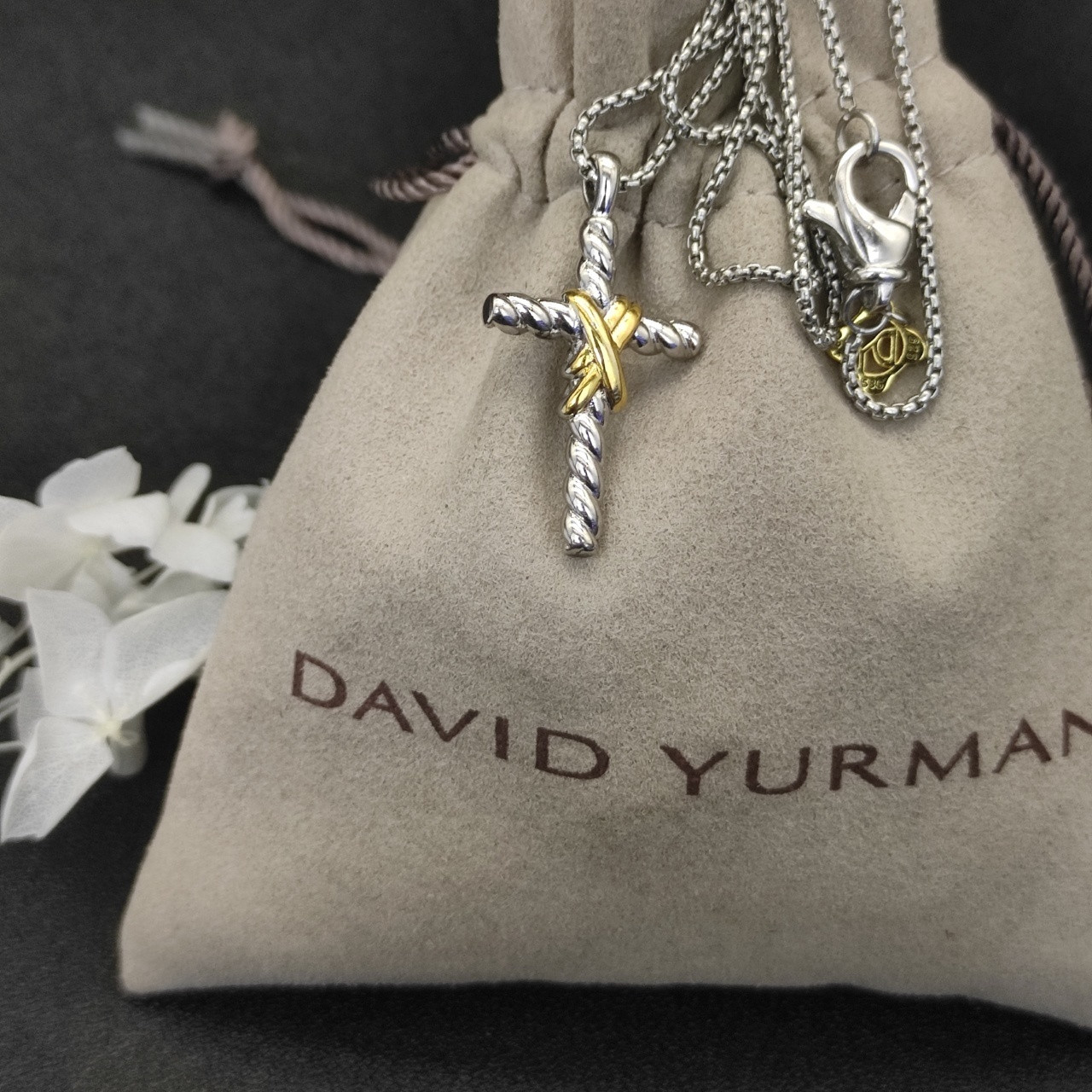 David Yurman Cross Necklace(Chain length 45+5cm delay chain Chain thickness 2mm)
