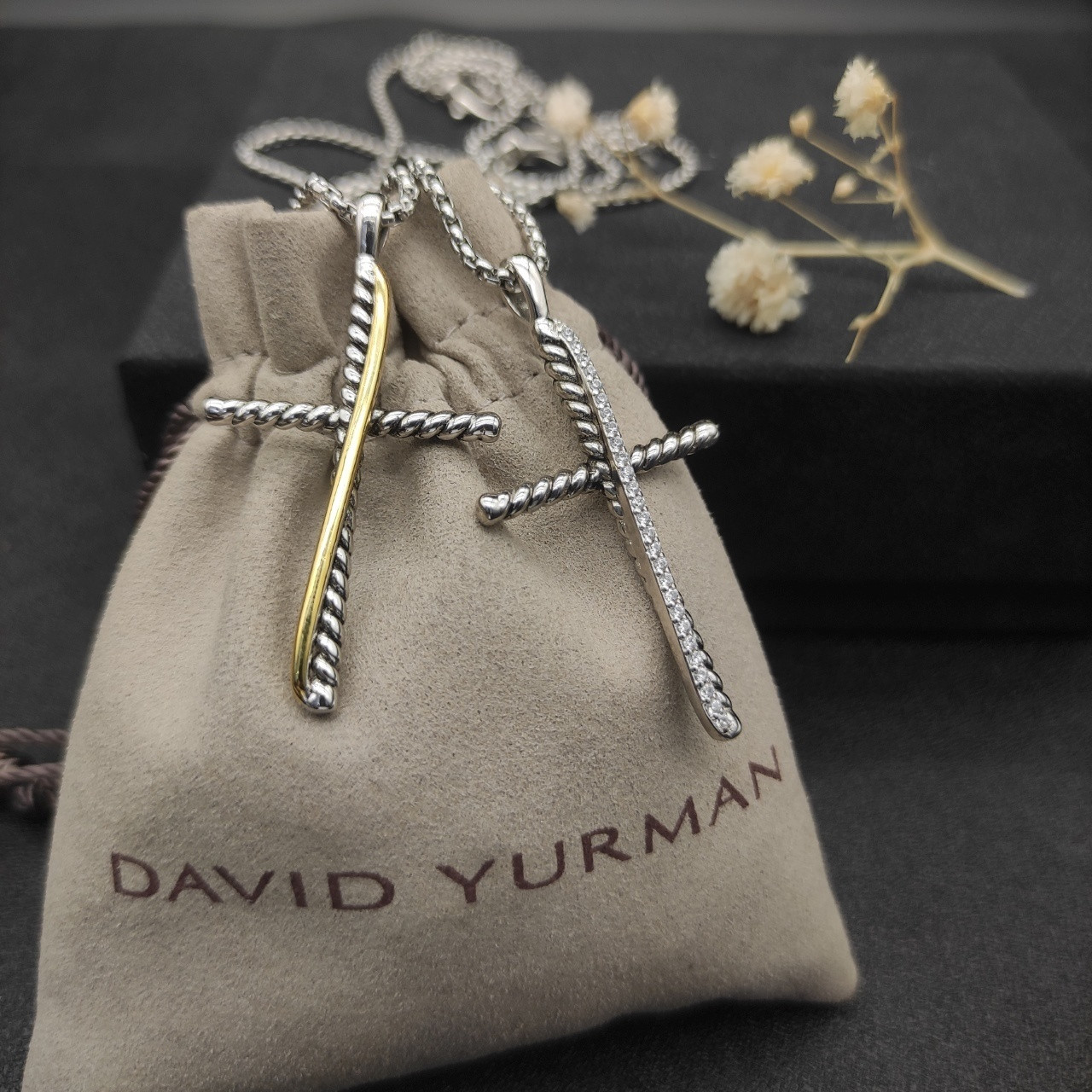 David Yurman Cross Necklace(Chain length 45+5cm delay chain Chain thickness 2mm)